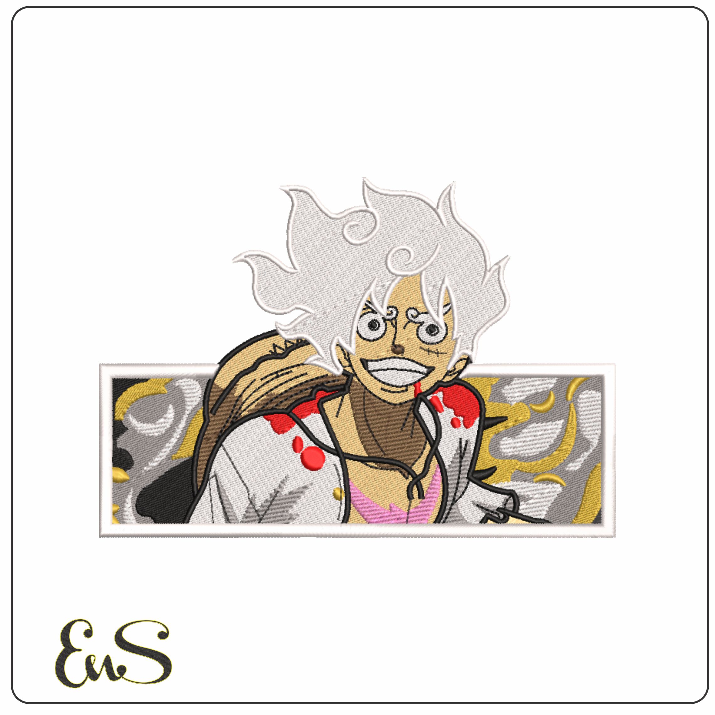 D Luffy Transformation - Gear 5 - Anime - Elegant embroidery design file - instant download