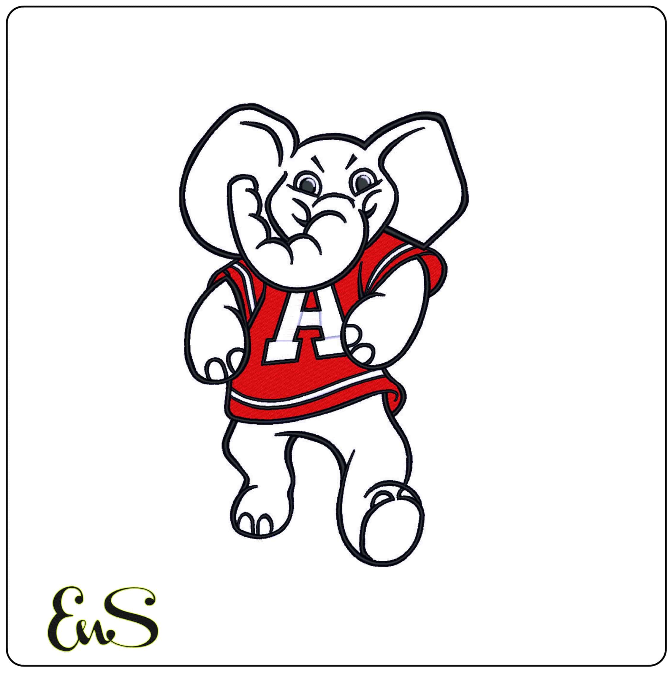 Elephant Mascot Applique Body- Elegant embroidery design file - instant download