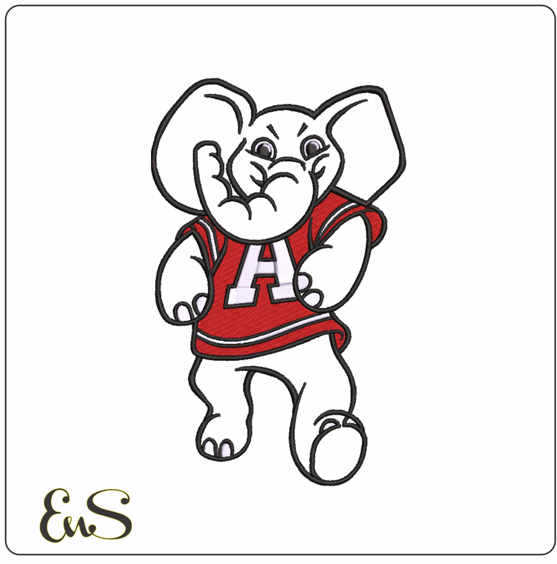 Elephant Mascot Applique Body- Elegant embroidery design file - instant download