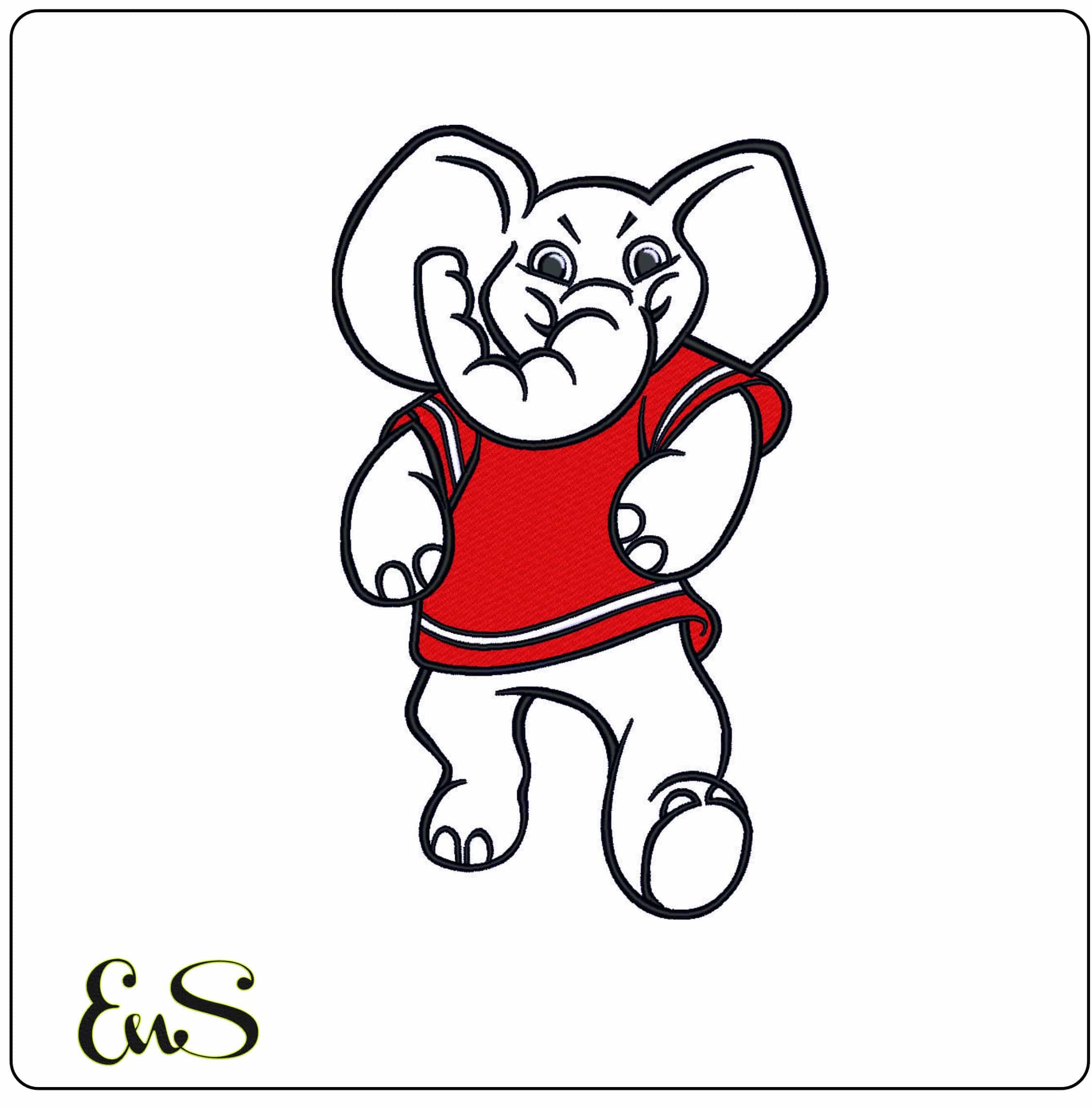 Elephant Mascot Applique Body Blank- Elegant embroidery design file - instant download
