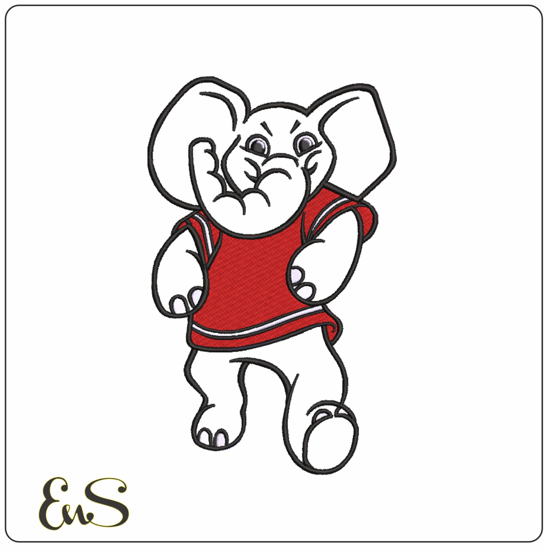 Elephant Mascot Applique Body Blank- Elegant embroidery design file - instant download