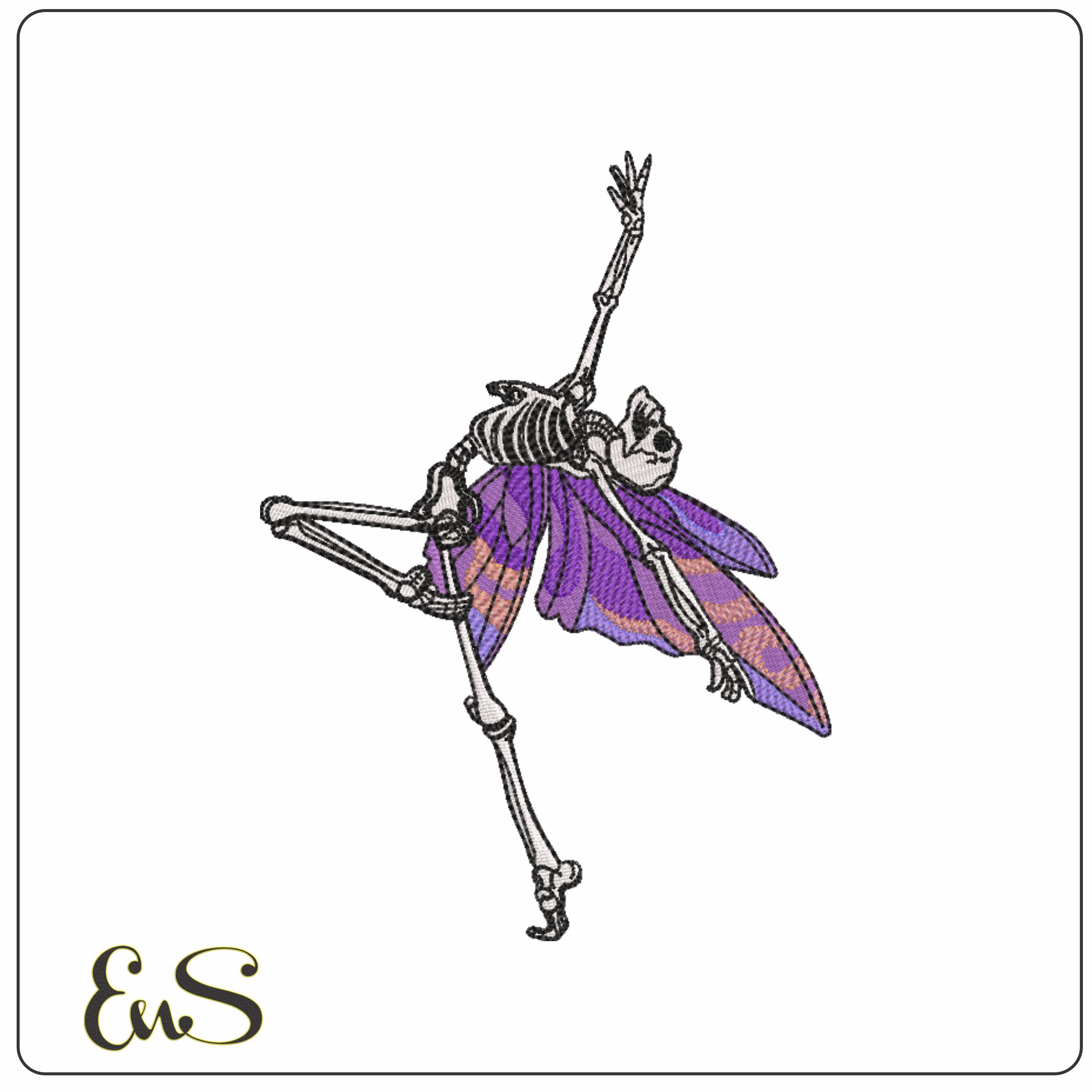 Fairy Skeleton- Elegant embroidery design file - instant download