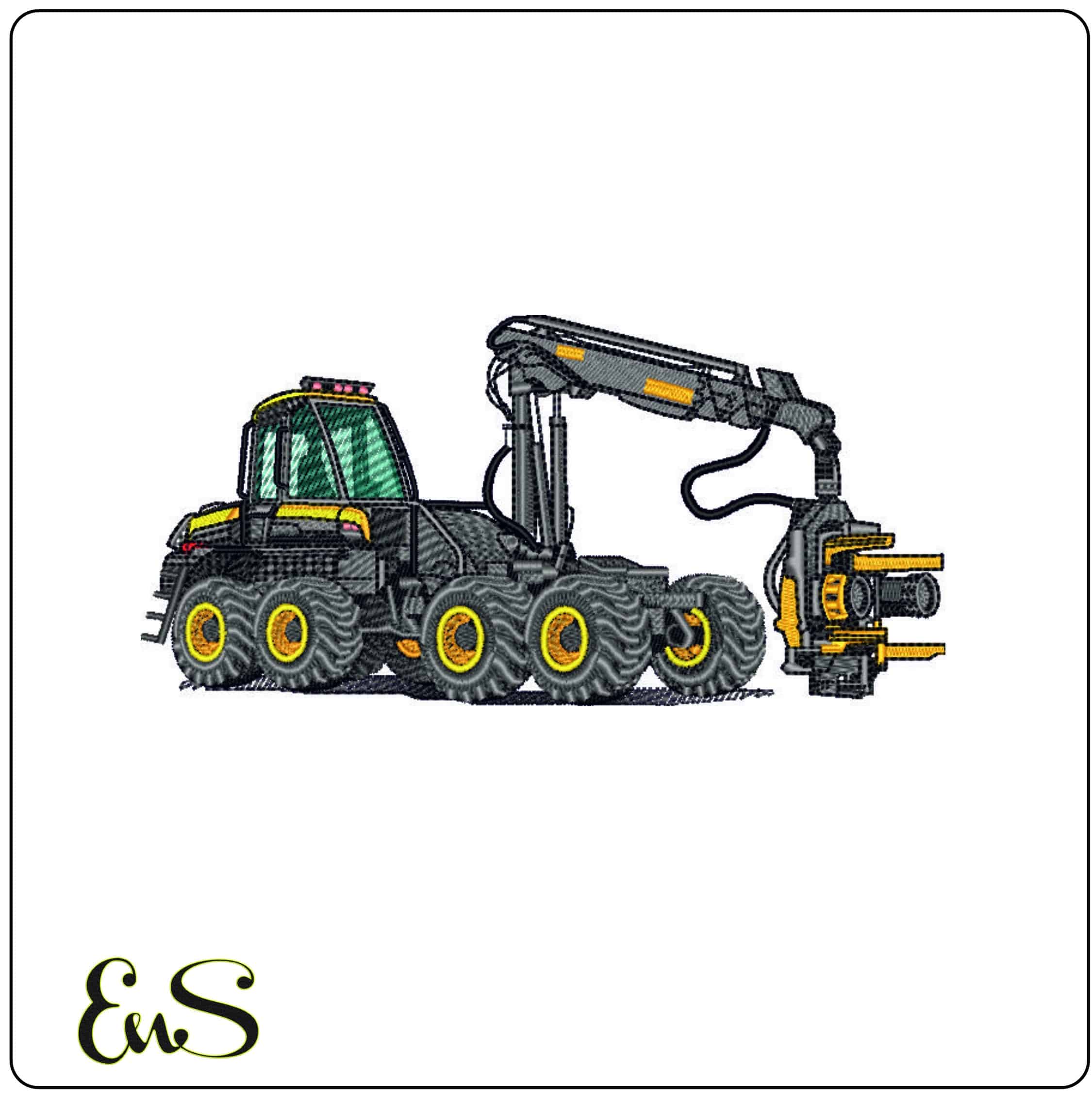 Forest Harvester Tree Equipment- Elegant embroidery design file - instant download