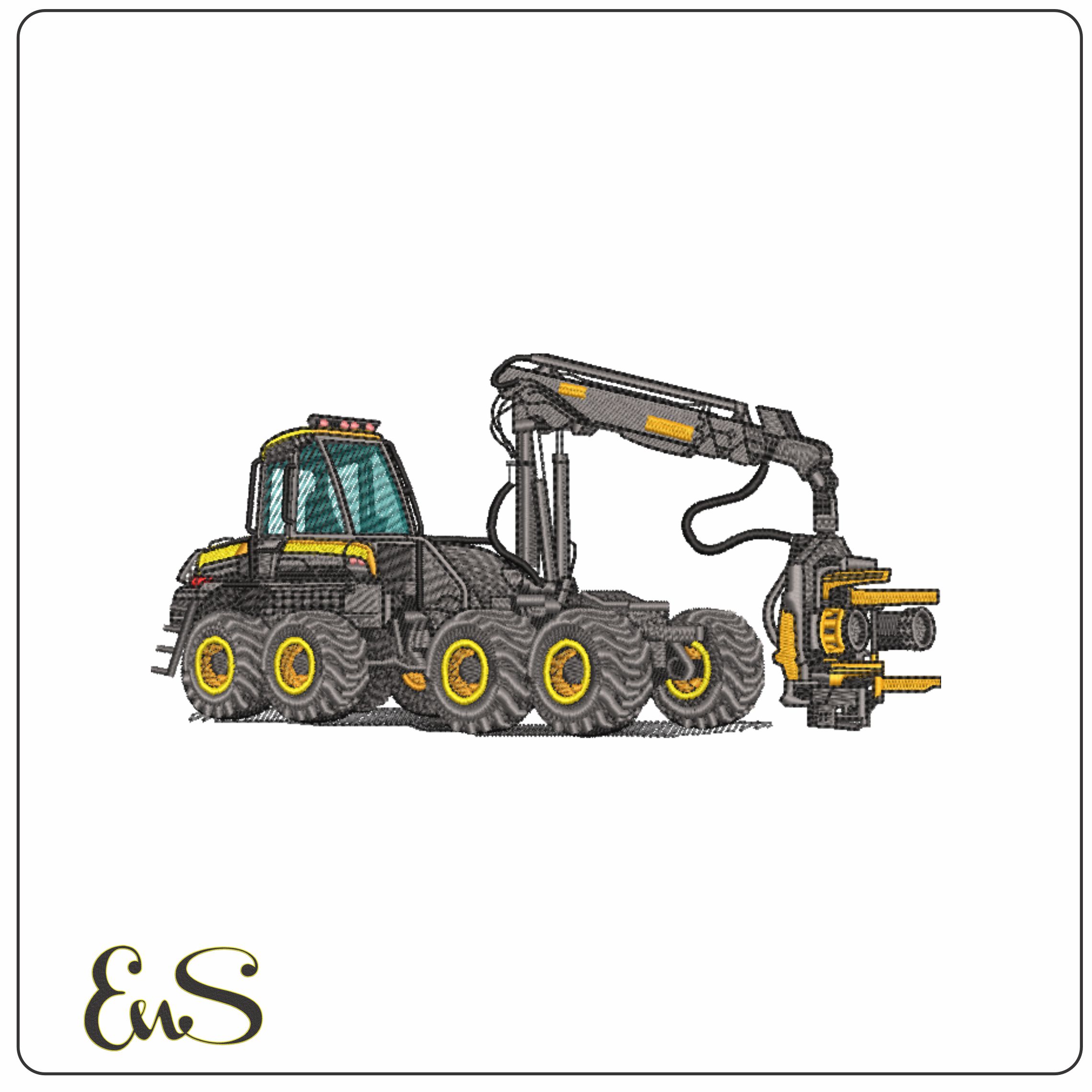 Forest Harvester Tree Equipment- Elegant embroidery design file - instant download
