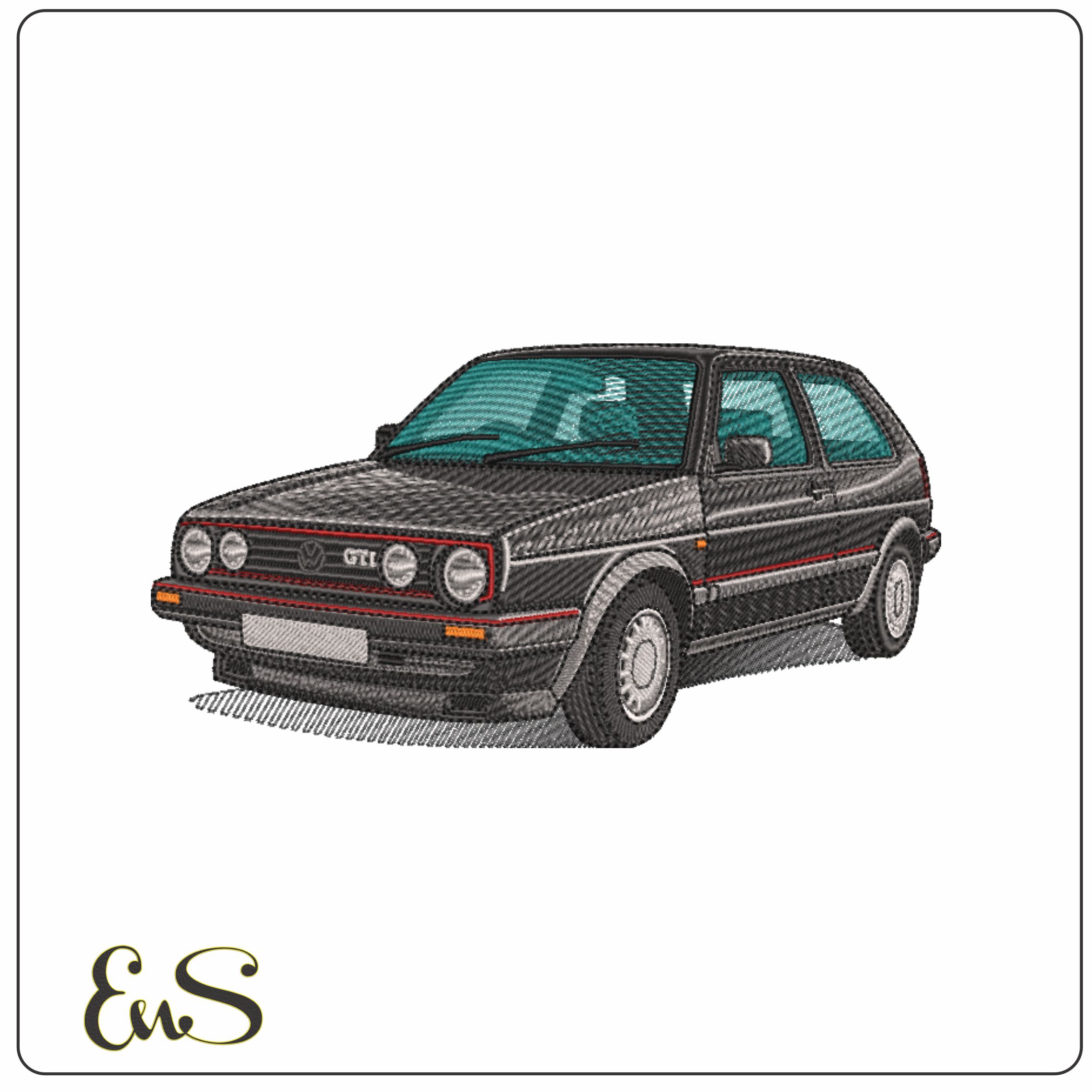 Golf GTI MK2 - Volkswagen- Elegant embroidery design file - instant download