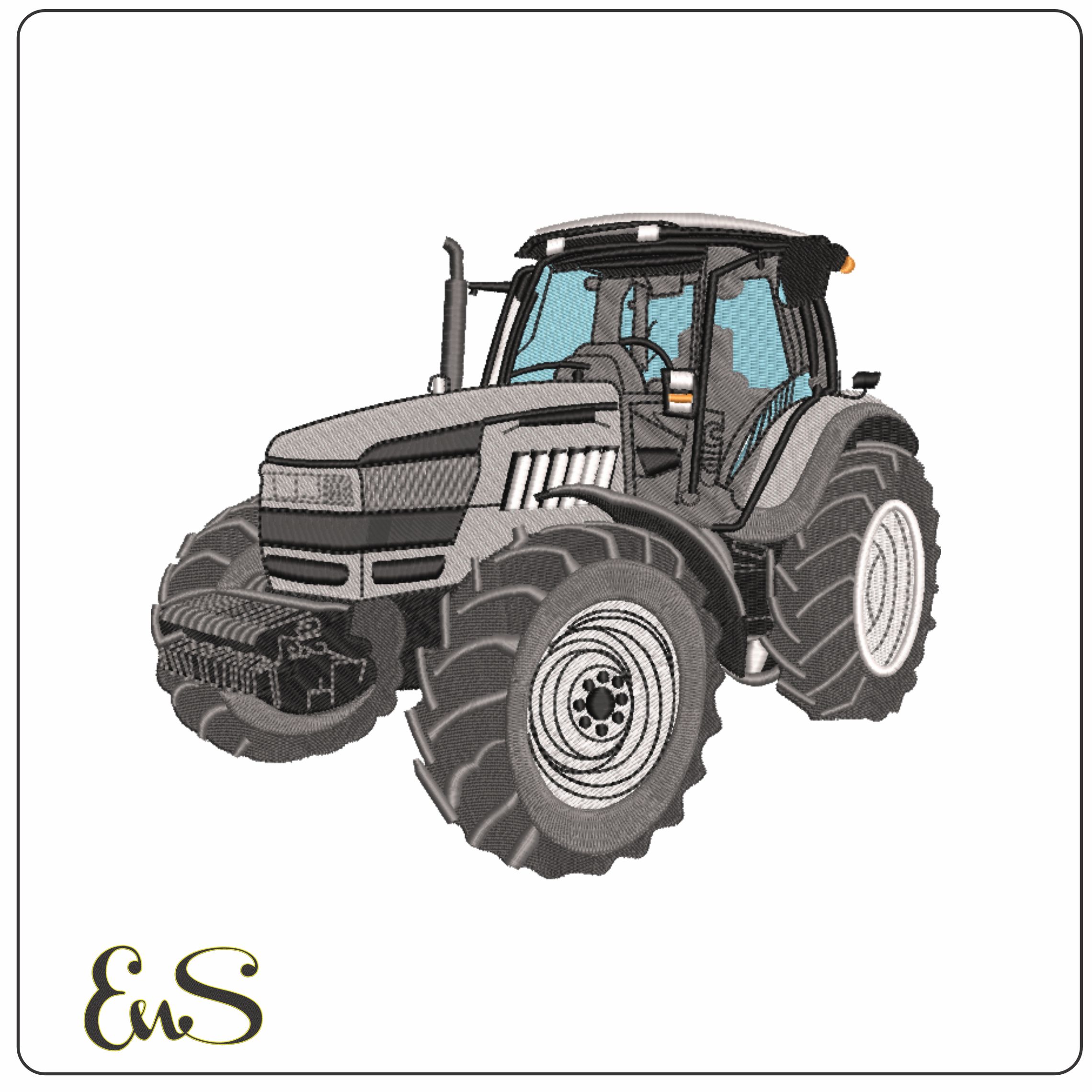Grey Tractor- Elegant embroidery design file - instant download