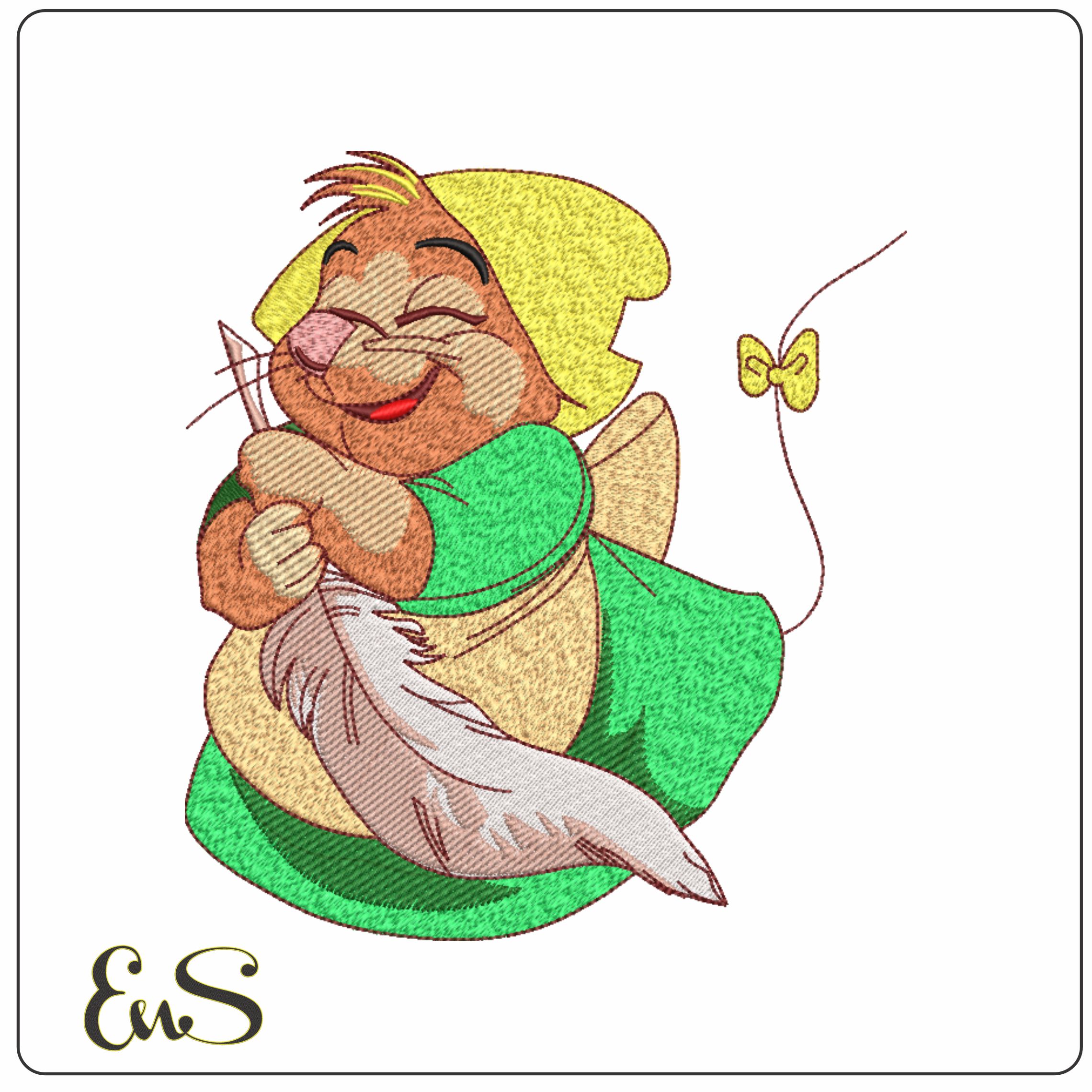 Gus Gus Mouse - Cinderella - Disney- Elegant embroidery design file - instant download