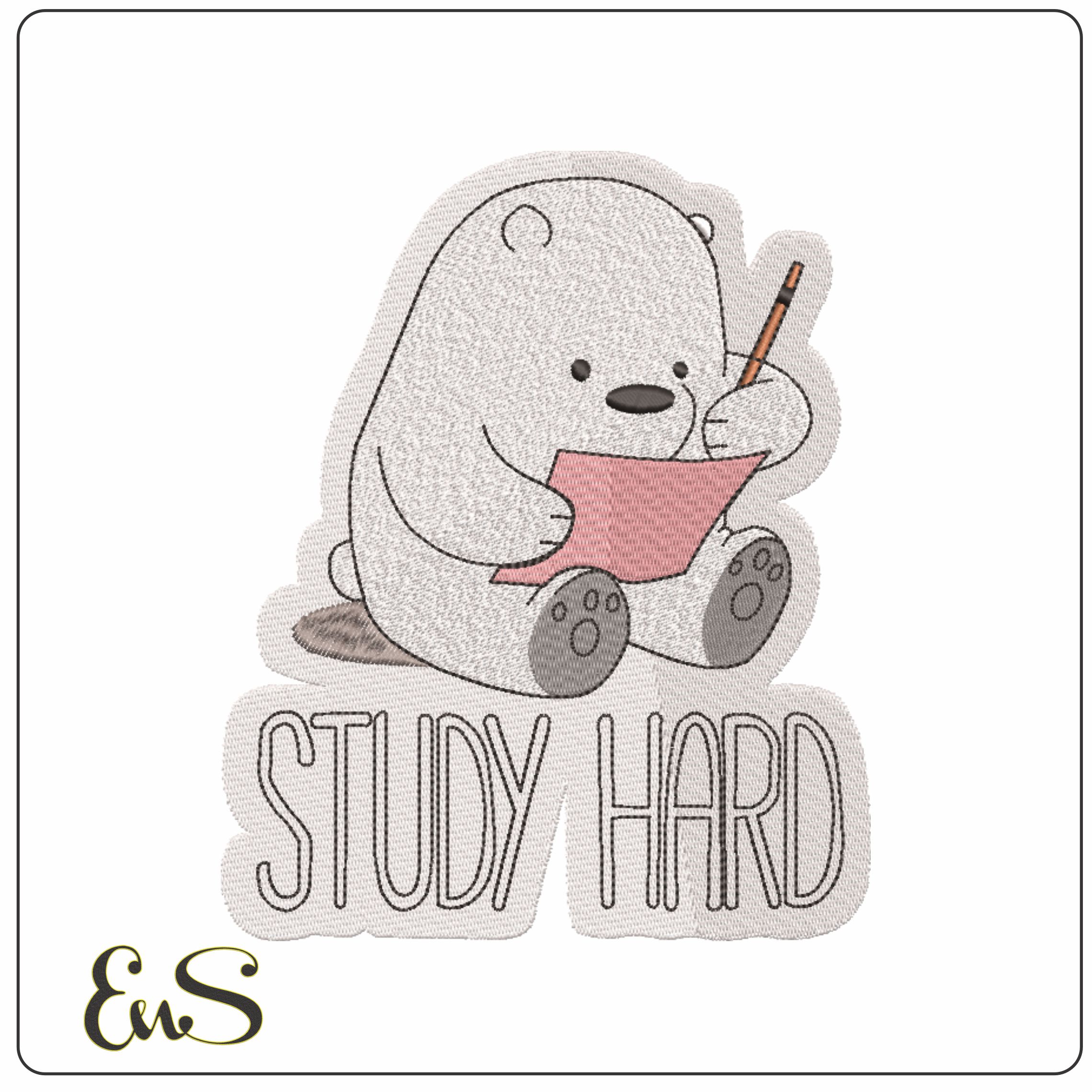 Hard Study- Elegant embroidery design file - instant download