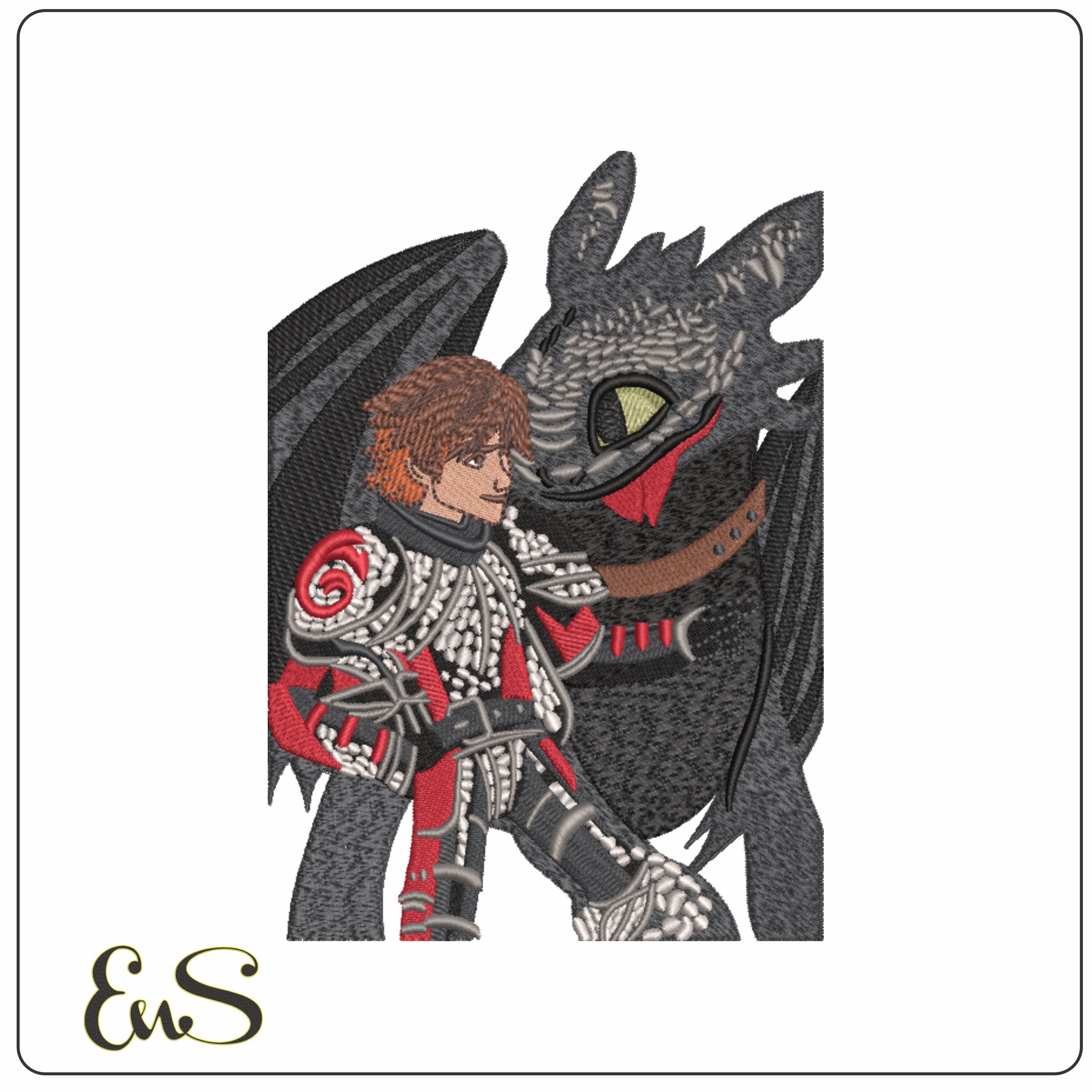 Hiccup and Toothless - How to Train a Dragon- Elegant embroidery design file - instant download