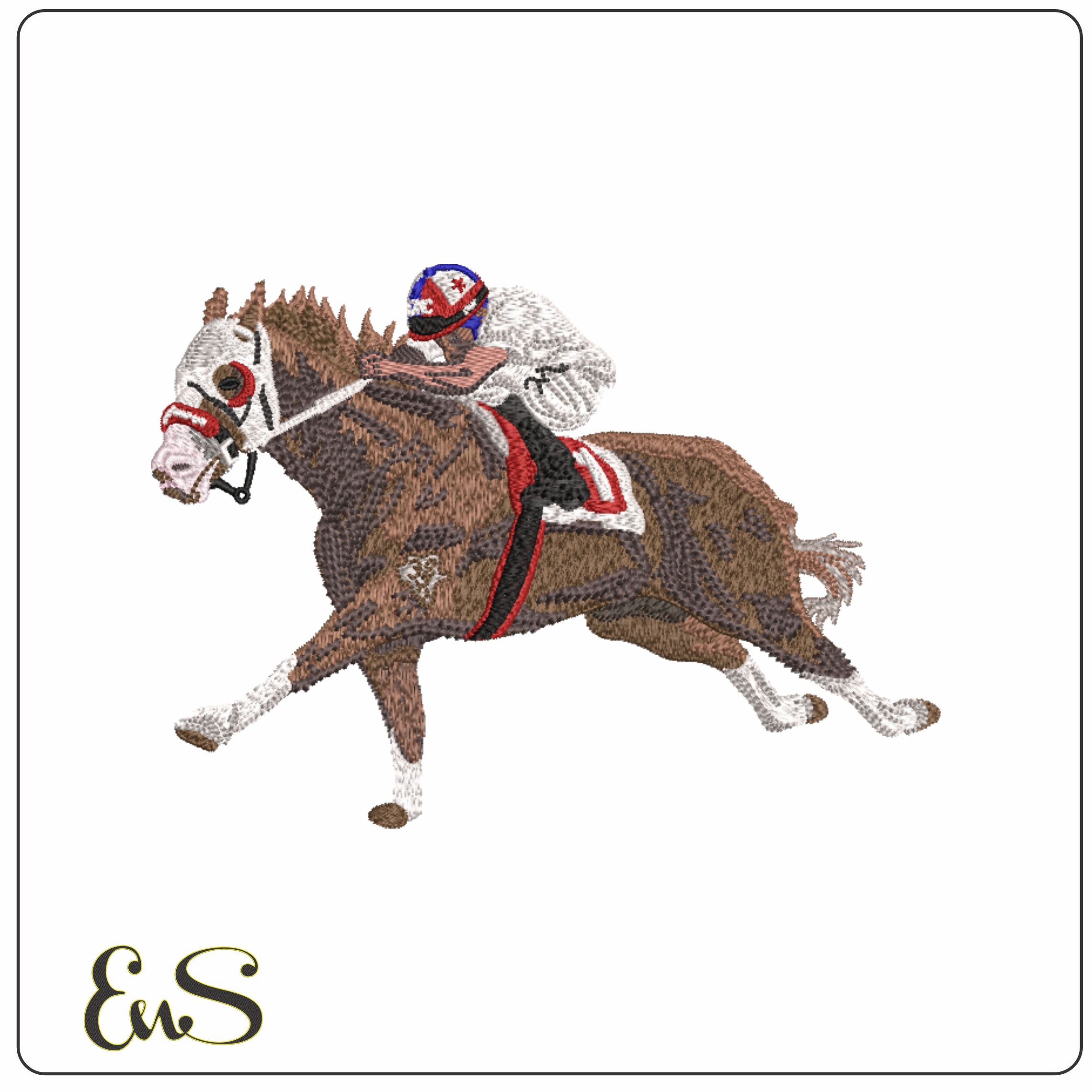 Horse Racing with Jockey- Elegant embroidery design file - instant download