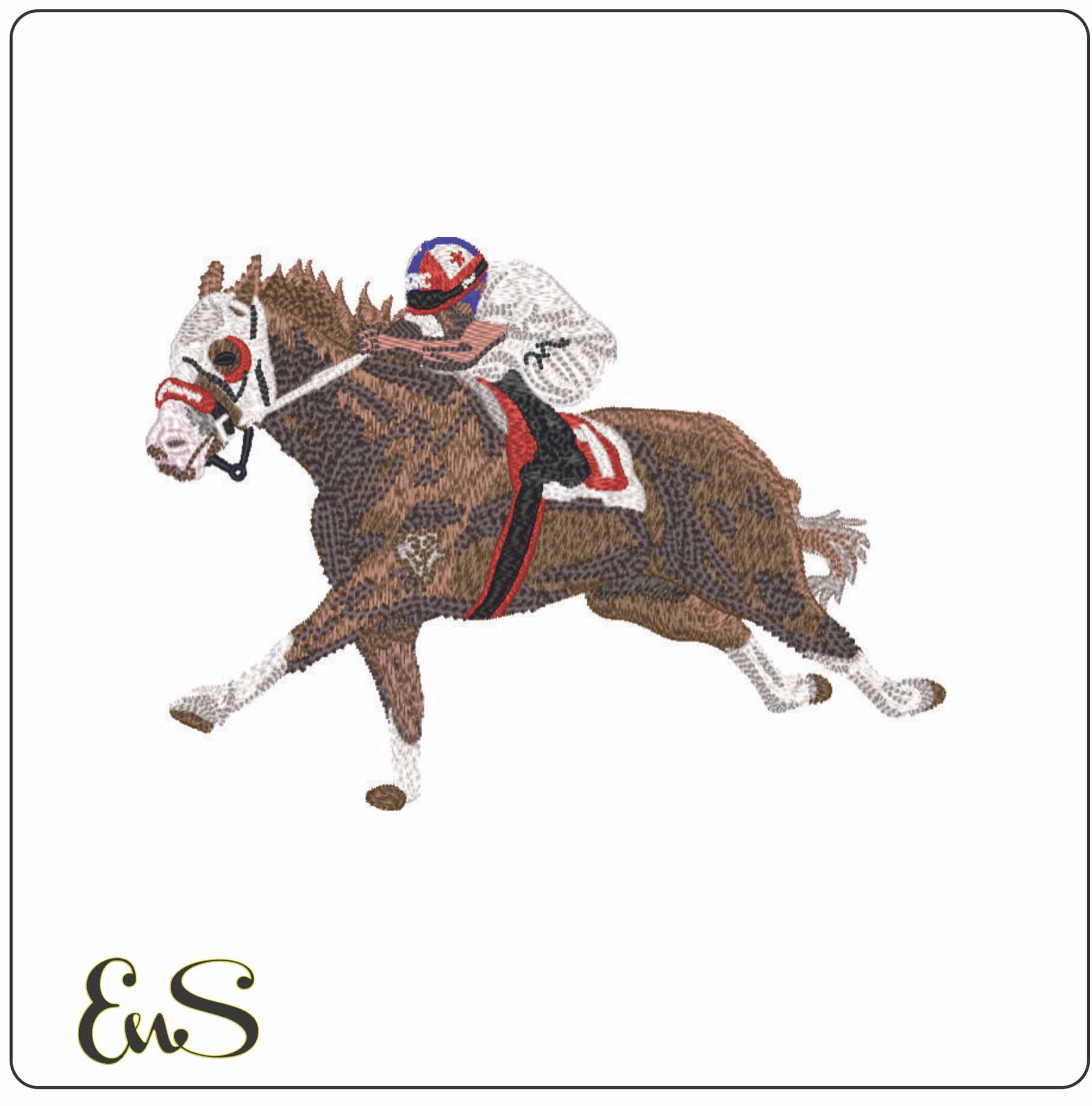Horse Racing with Jockey- Elegant embroidery design file - instant download