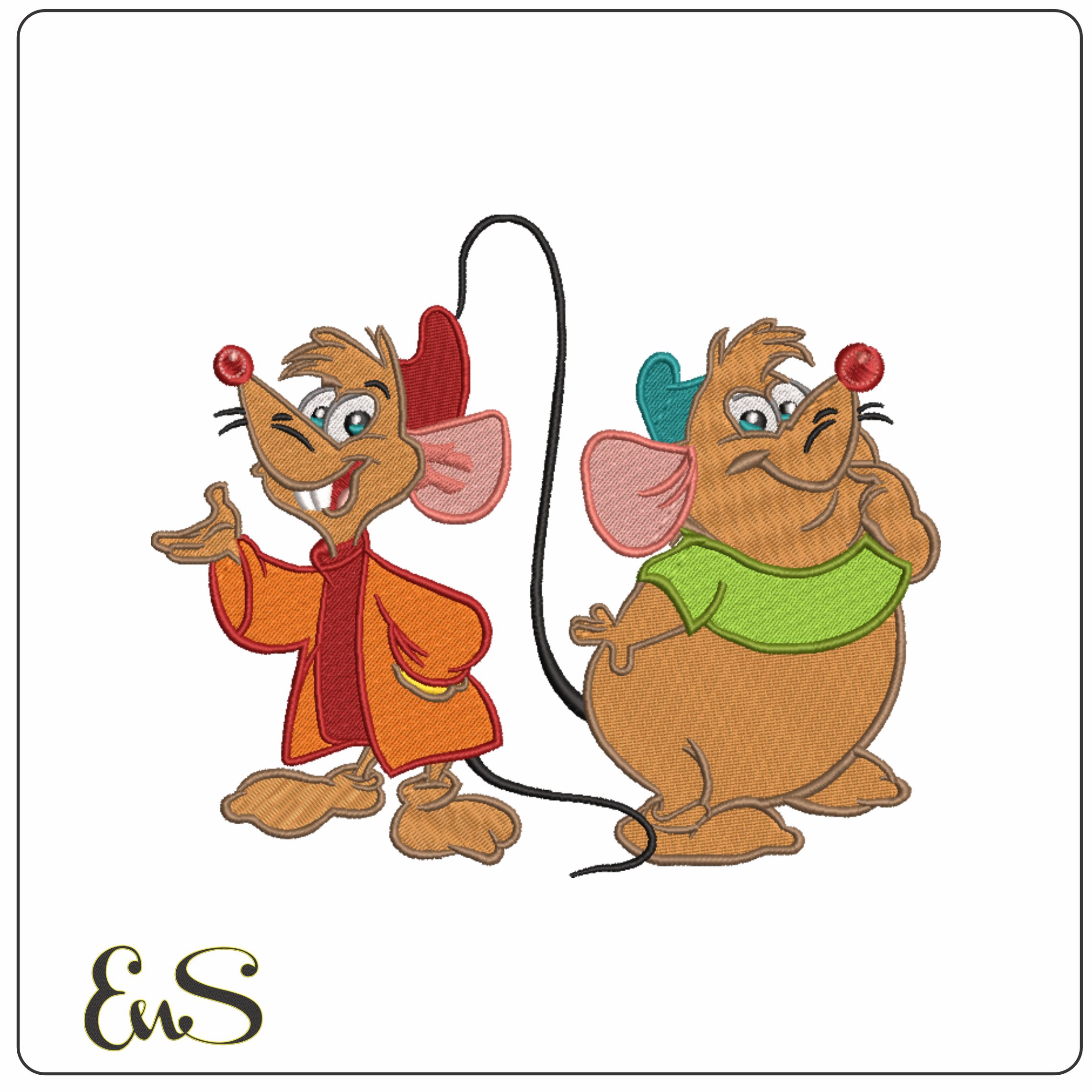 Jaq and Gus Mouse - Cinderella - Disney- Elegant embroidery design file - instant download