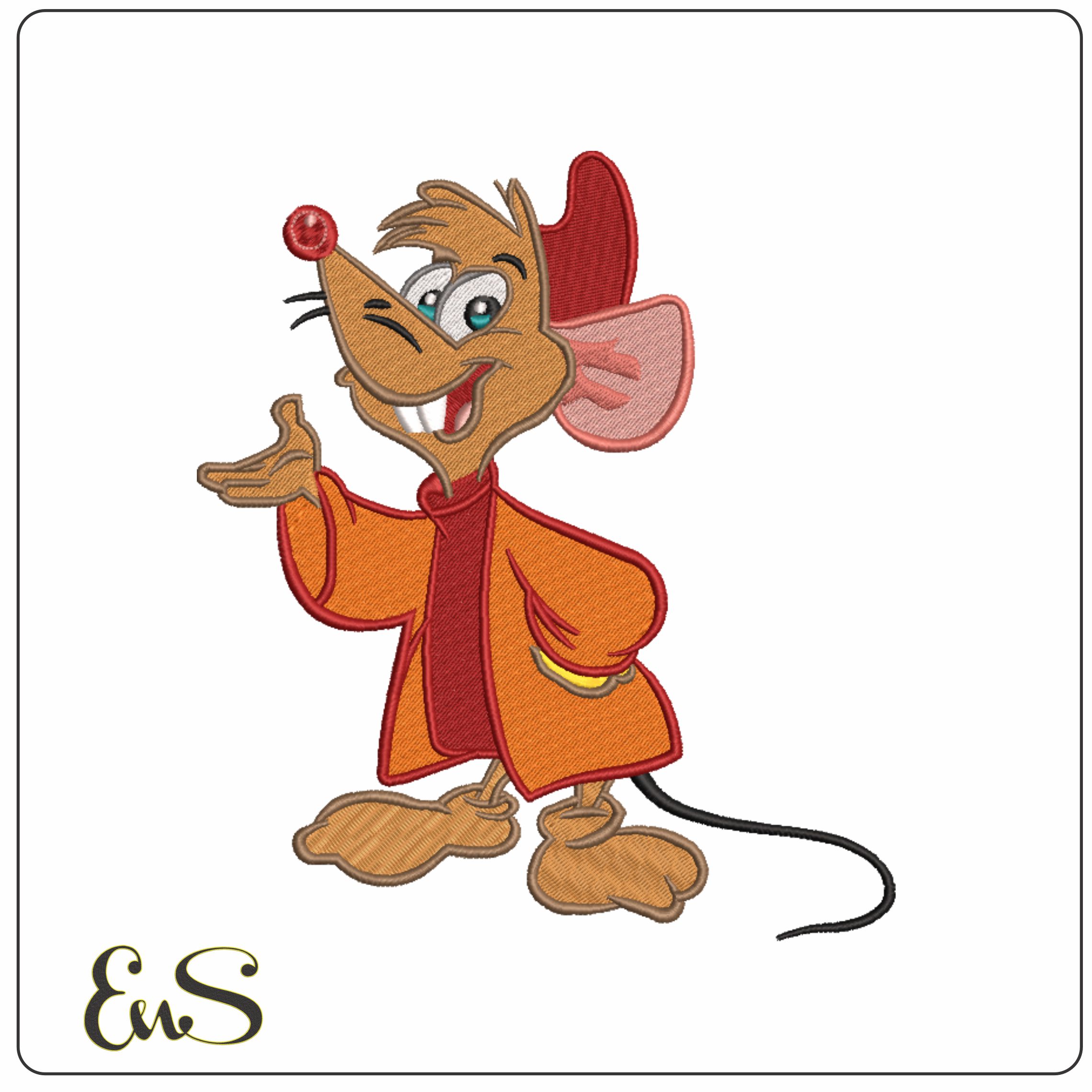 Jaq Mouse - Cinderella - Disney- Elegant embroidery design file - instant download