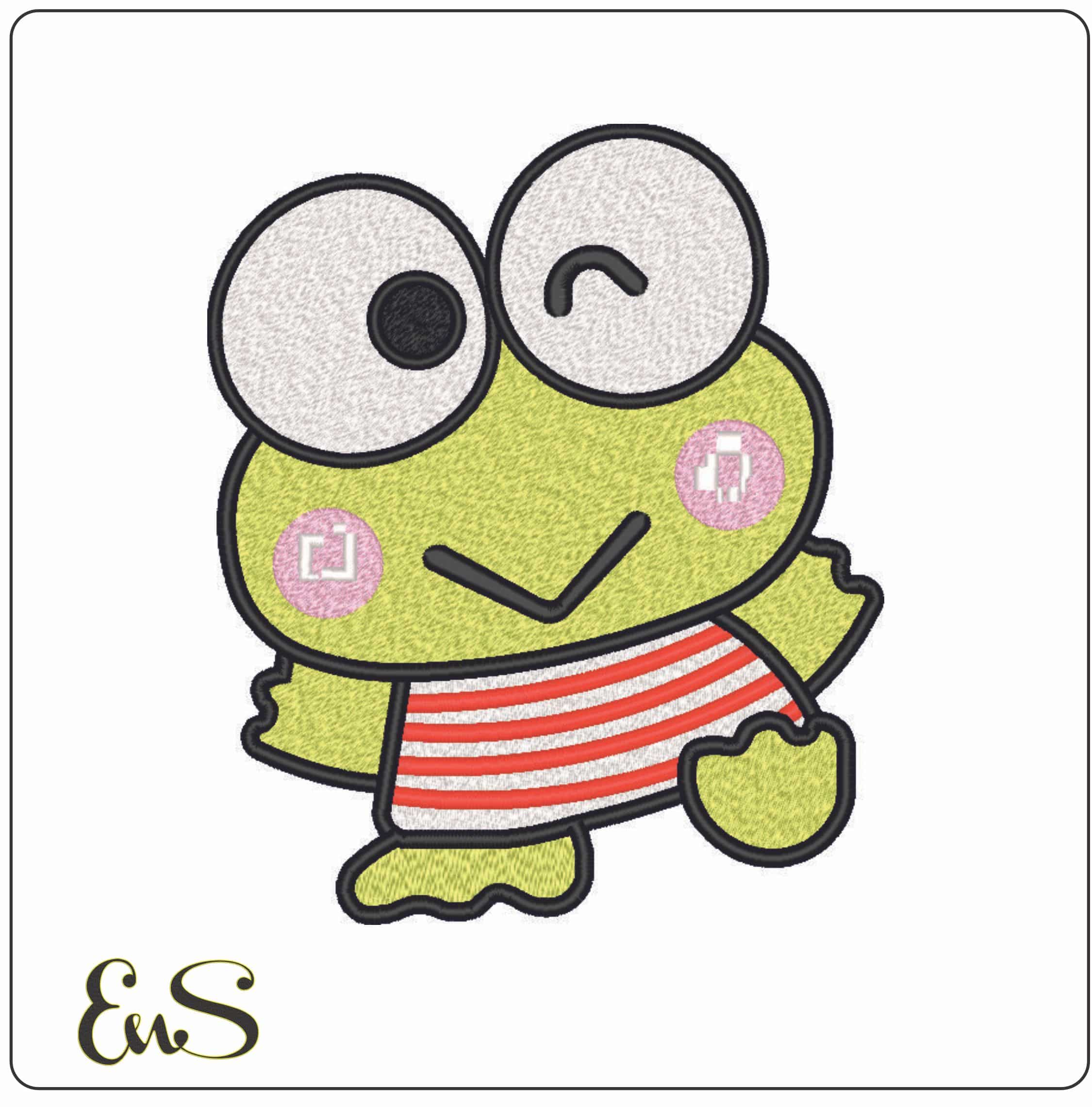 Keroppi Wave - Hello Kitty- Elegant embroidery design file - instant download