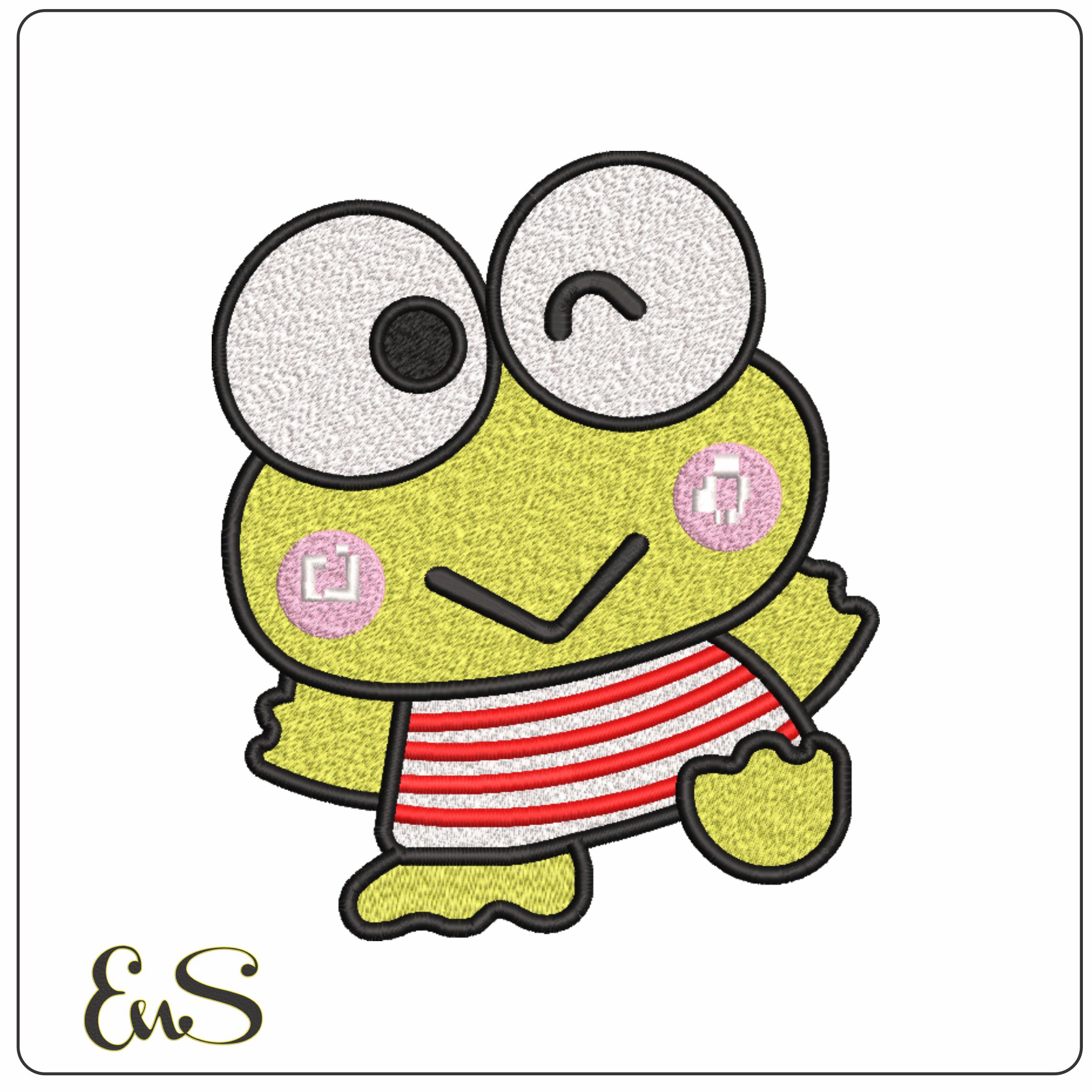 Keroppi Wave - Hello Kitty- Elegant embroidery design file - instant download