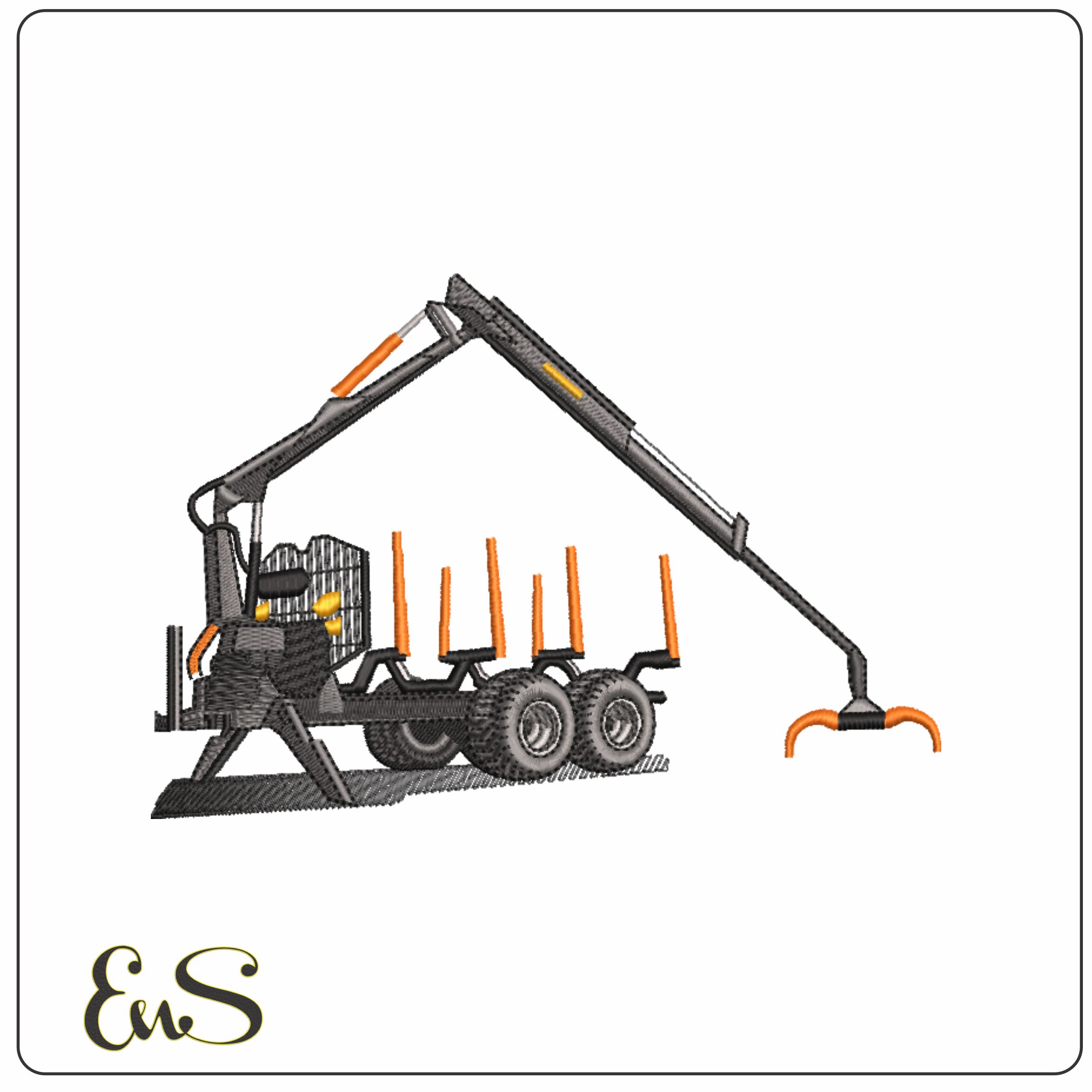 Log Grabber and Hauler- Elegant embroidery design file - instant download