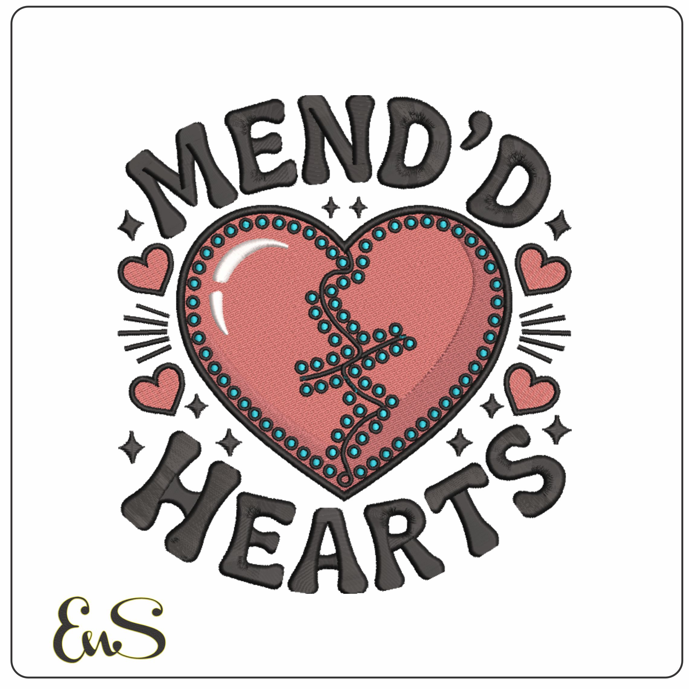 Mended a Broken Heart- Elegant embroidery design file - instant download