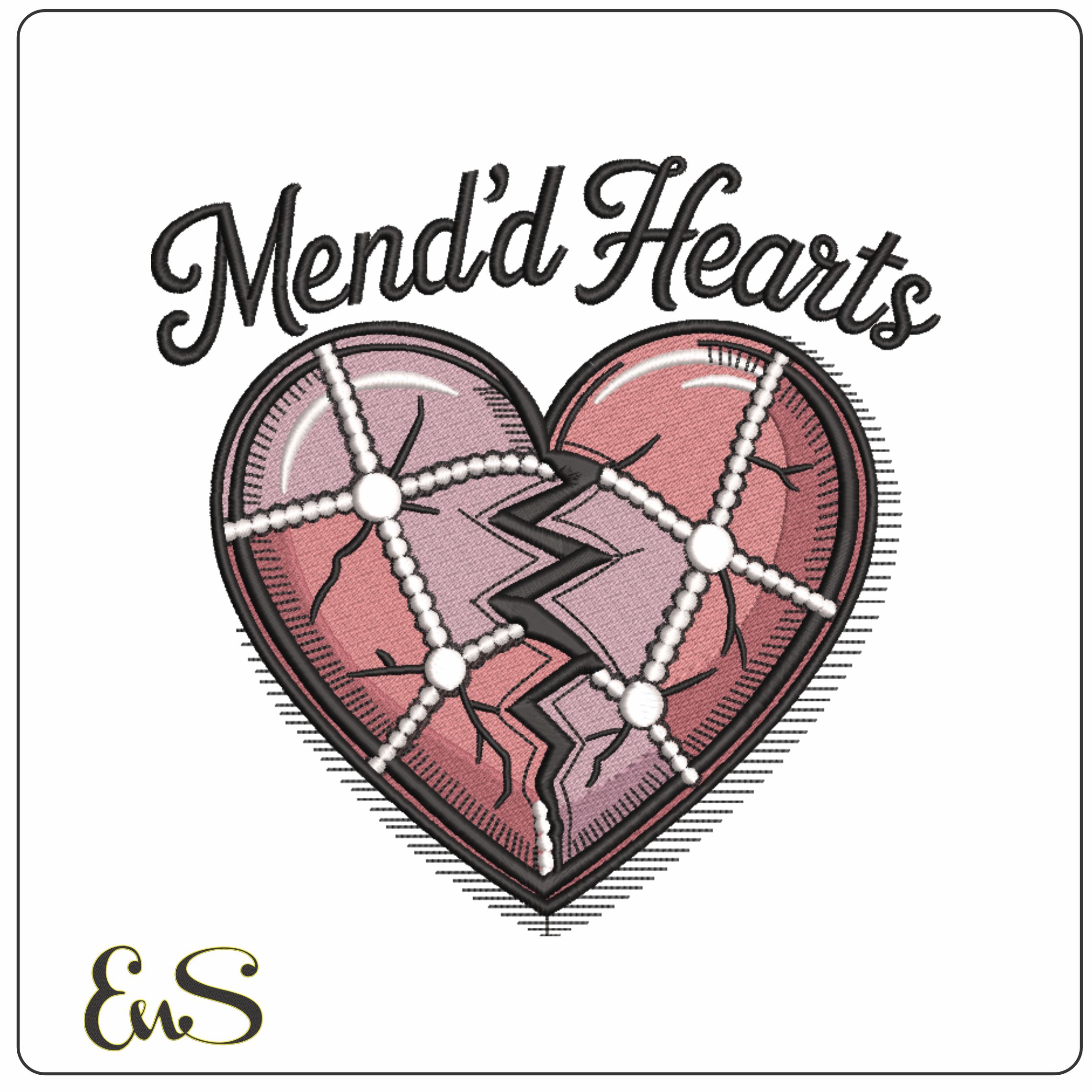 Mended Heart- Elegant embroidery design file - instant download