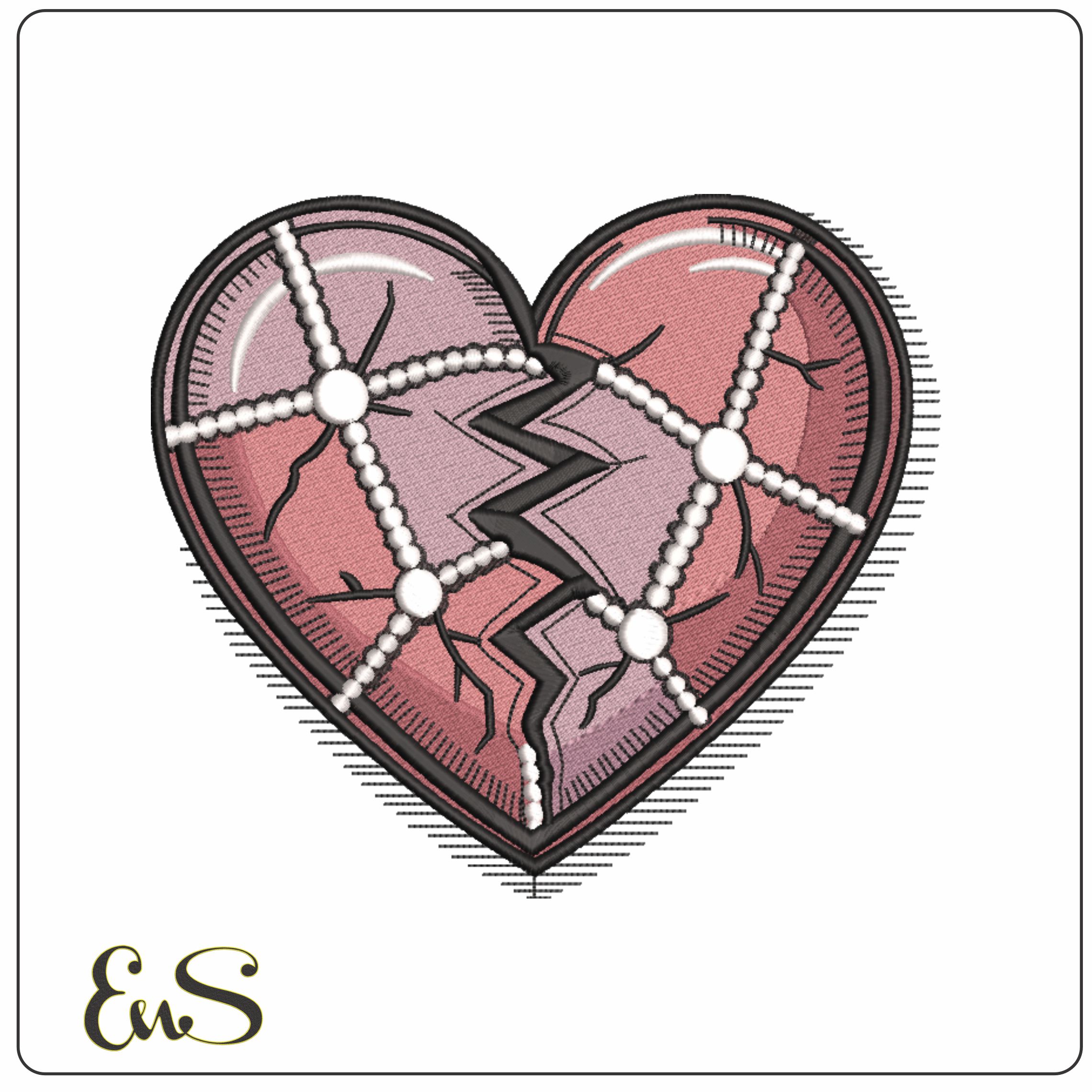 Mended Heart no Words- Elegant embroidery design file - instant download