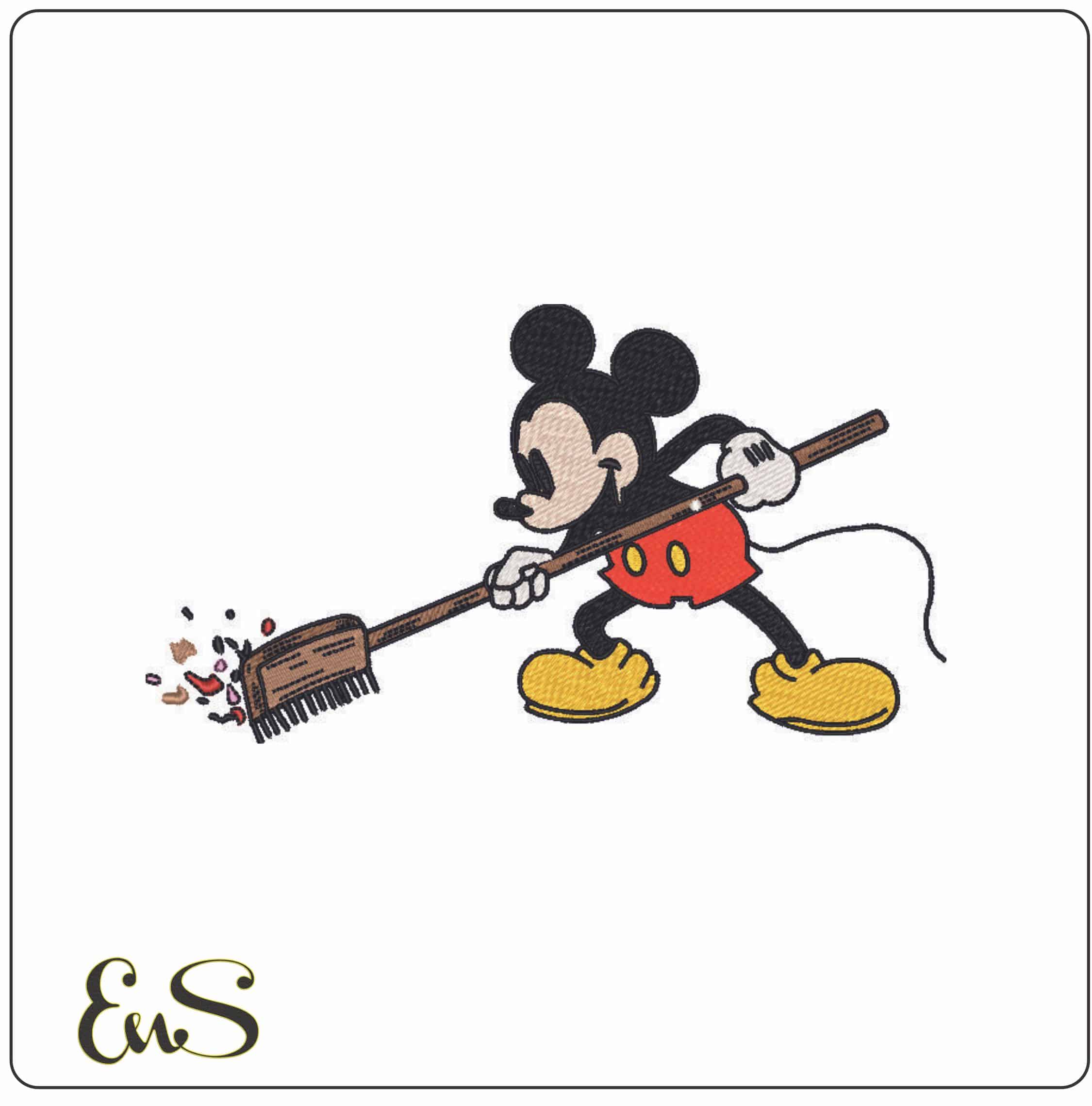 Mickey Mouse sweeping- Elegant embroidery design file - instant download