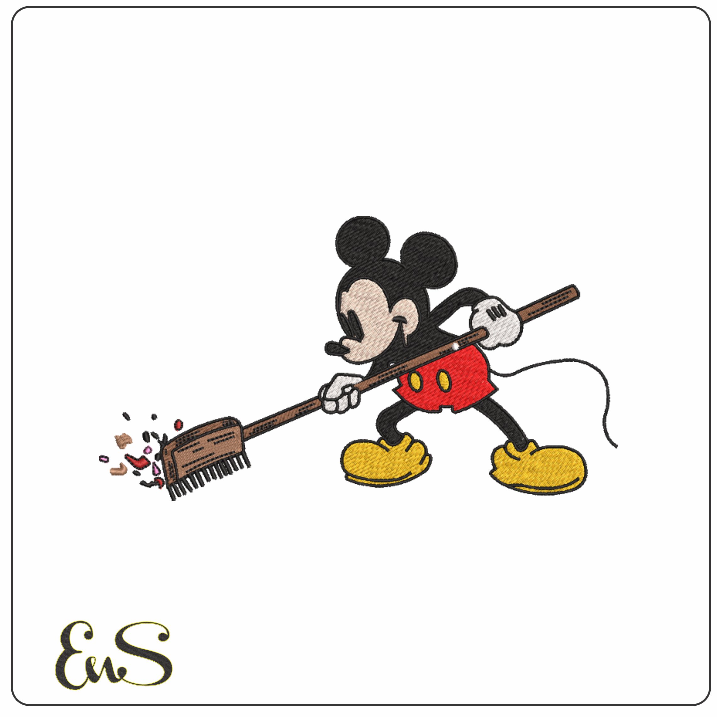 Mickey Mouse sweeping- Elegant embroidery design file - instant download