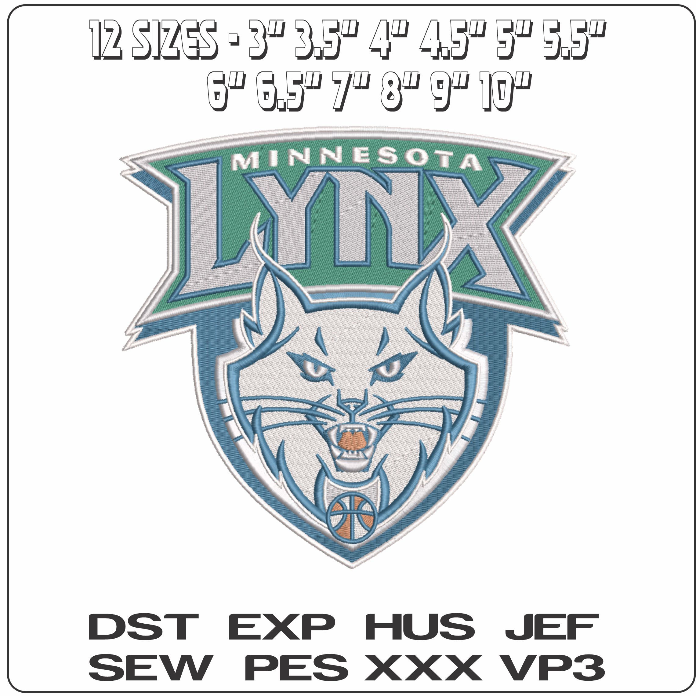 Minnesota Lynx 1999 - 2017 - WNBA- Elegant embroidery design file - instant download