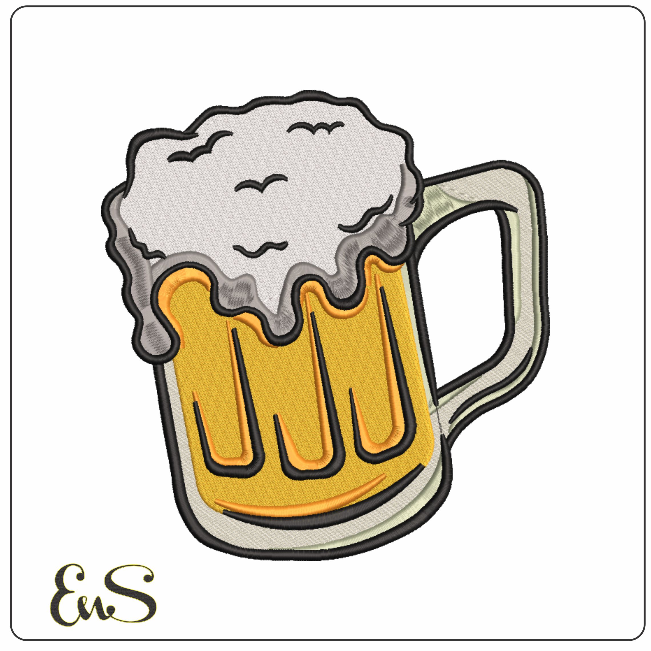 Mug of Beer- Elegant embroidery design file - instant download