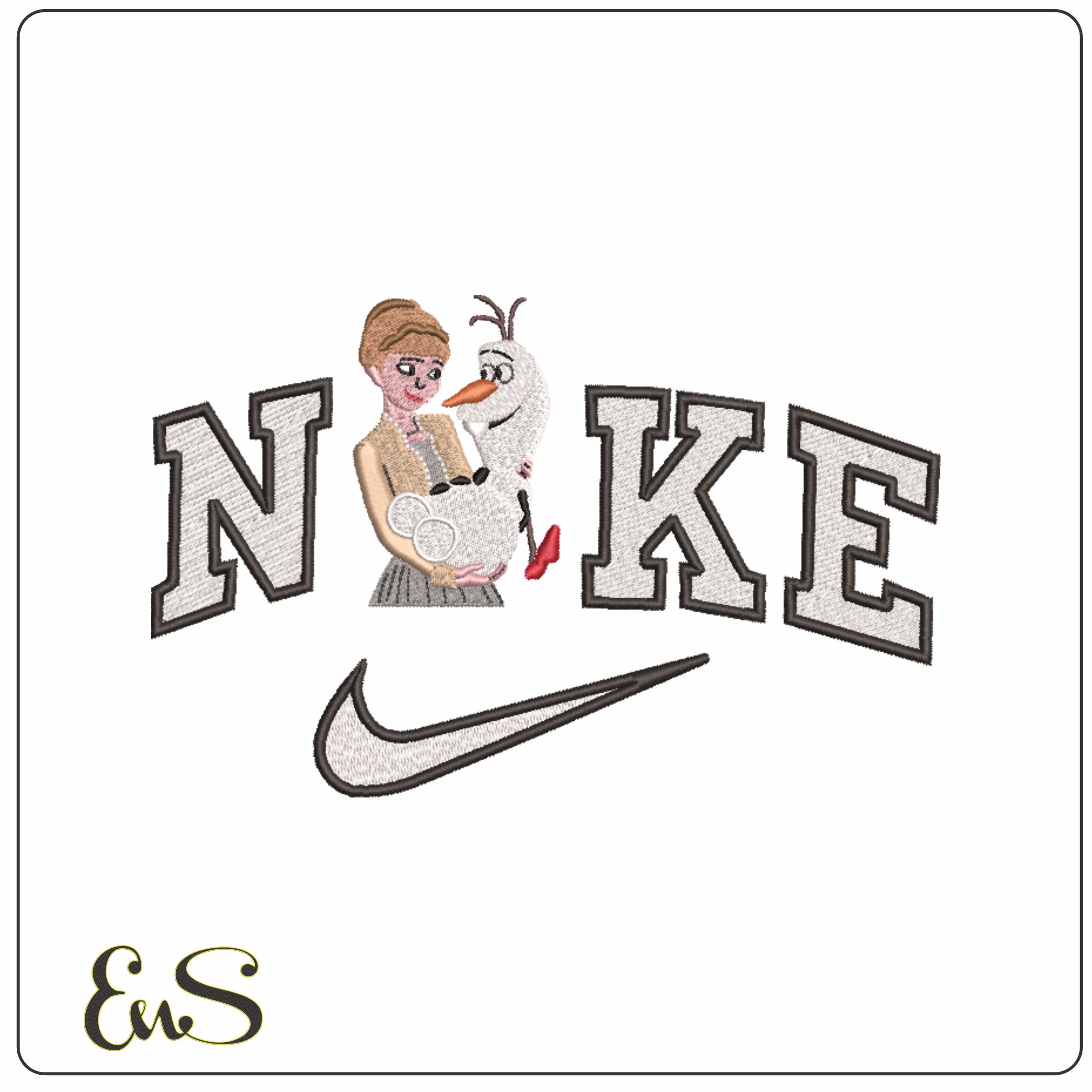 Nike Anna and Olaf - Frozen - Disney- Elegant embroidery design file - instant download