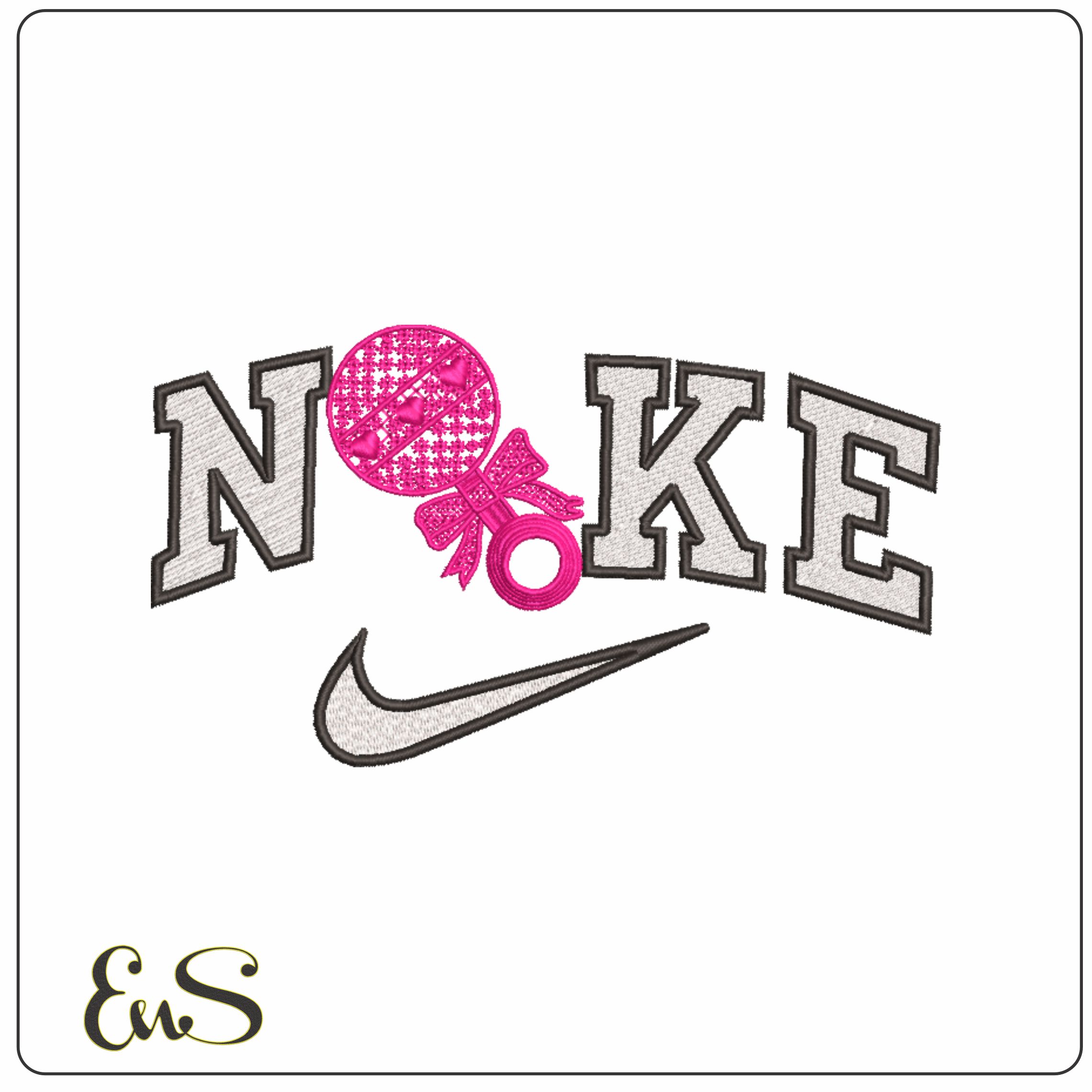 Nike Baby Girl- Elegant embroidery design file - instant download