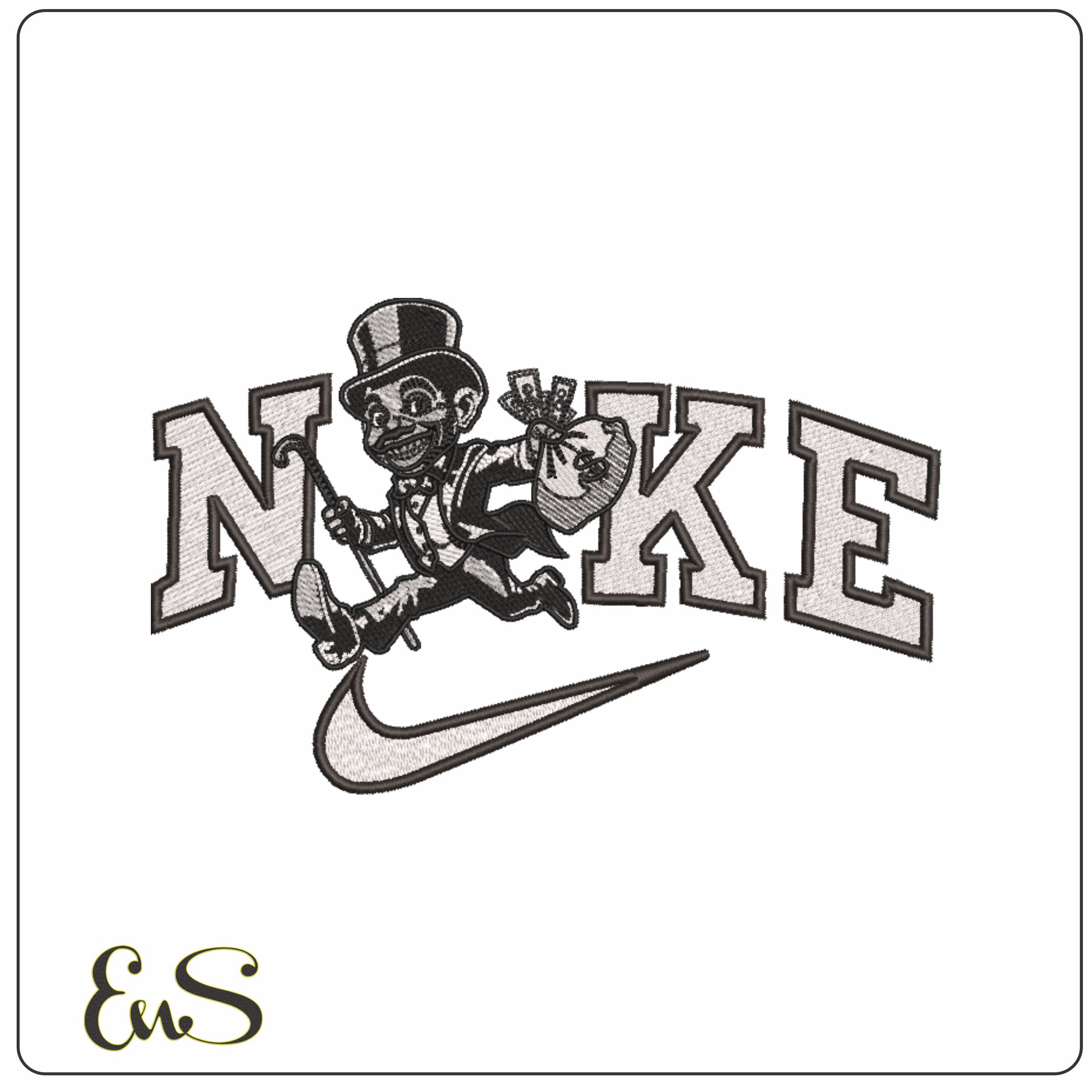 Nike Banker with Money Running- Elegant embroidery design file - instant download