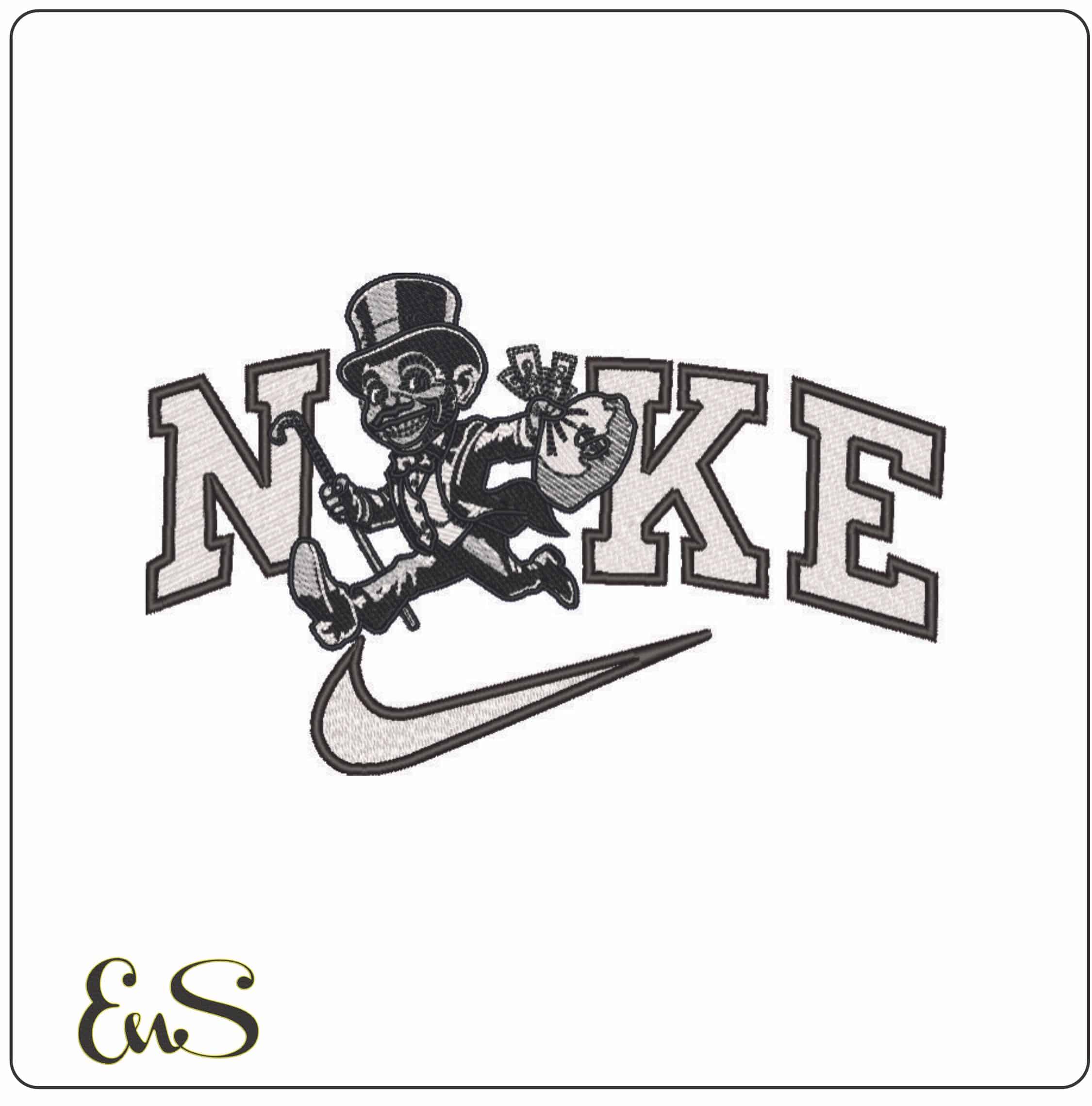 Nike Banker with Money Running- Elegant embroidery design file - instant download