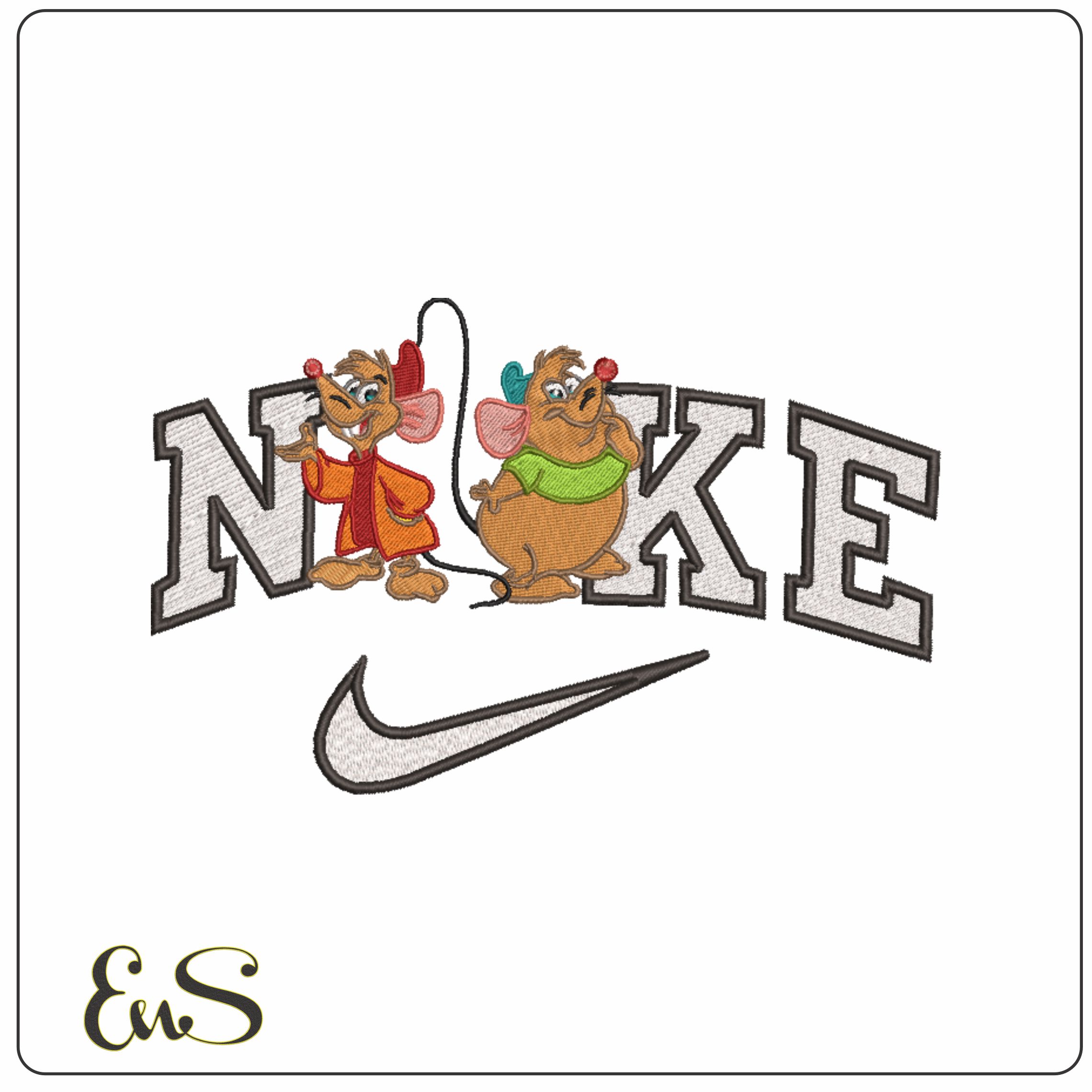 Nike Jaq and Gus Mouse - Cinderella - Disney- Elegant embroidery design file - instant download