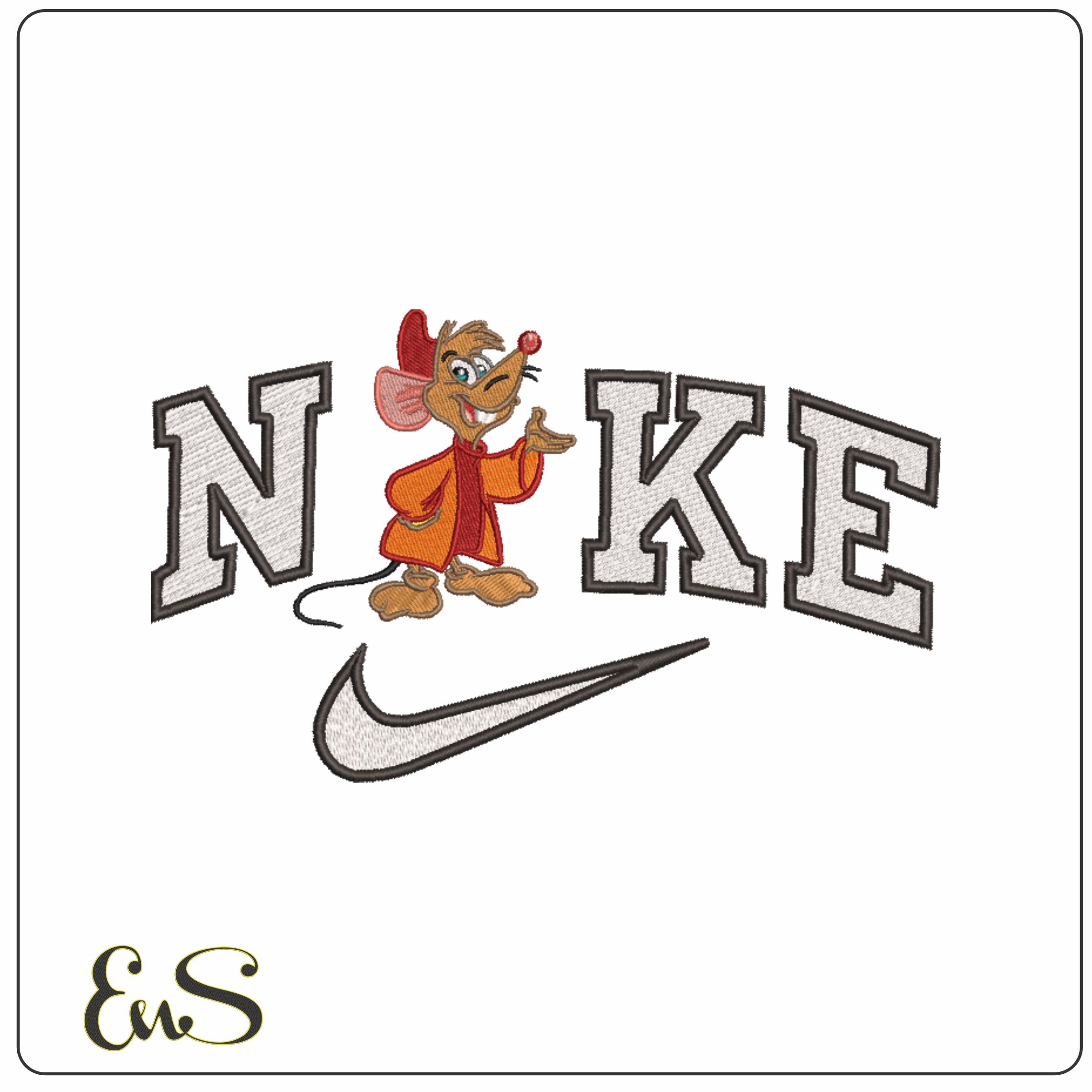 Nike Jaq Mouse - Cinderella - Disney- Elegant embroidery design file - instant download