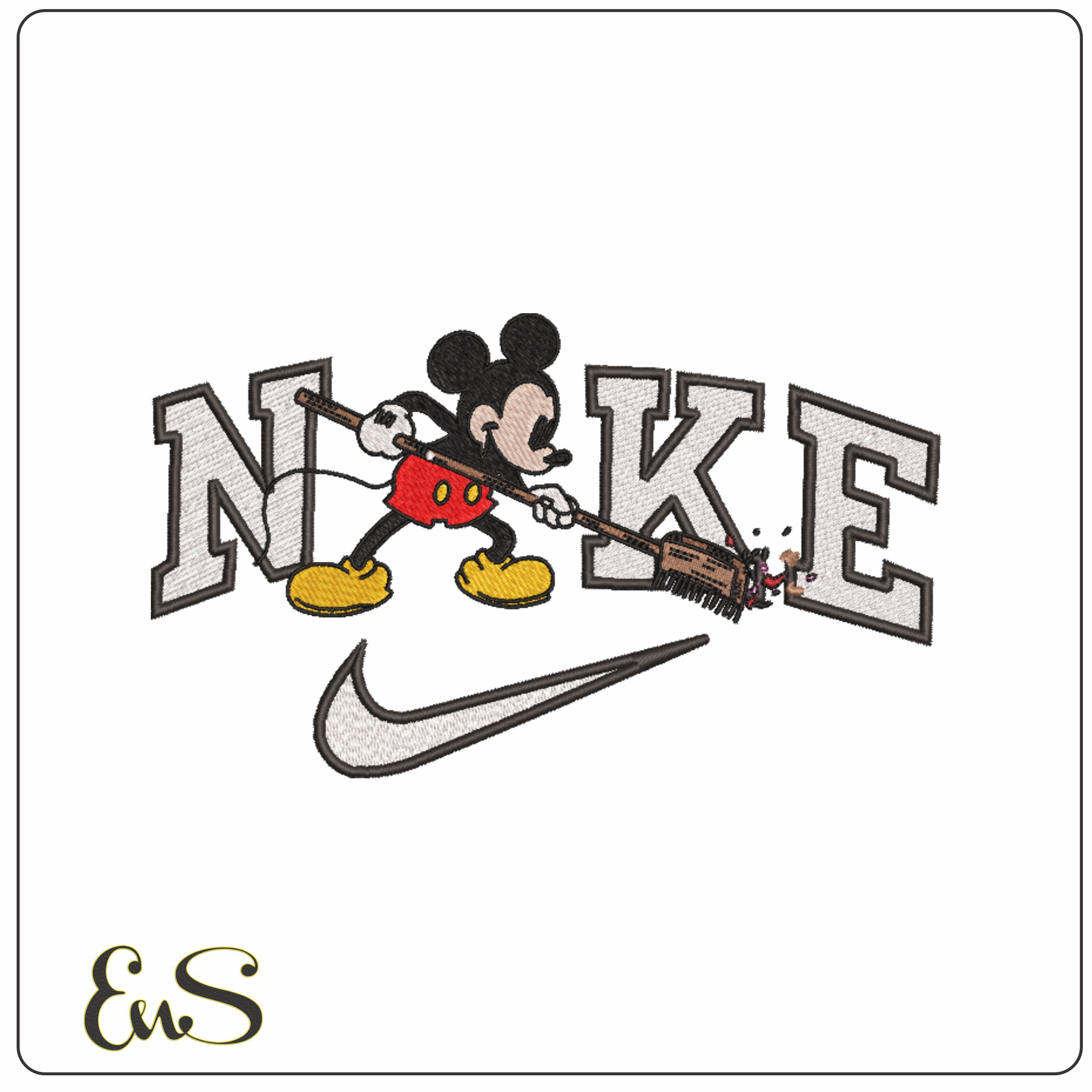 Nike Mickey Mouse sweeping- Elegant embroidery design file - instant download