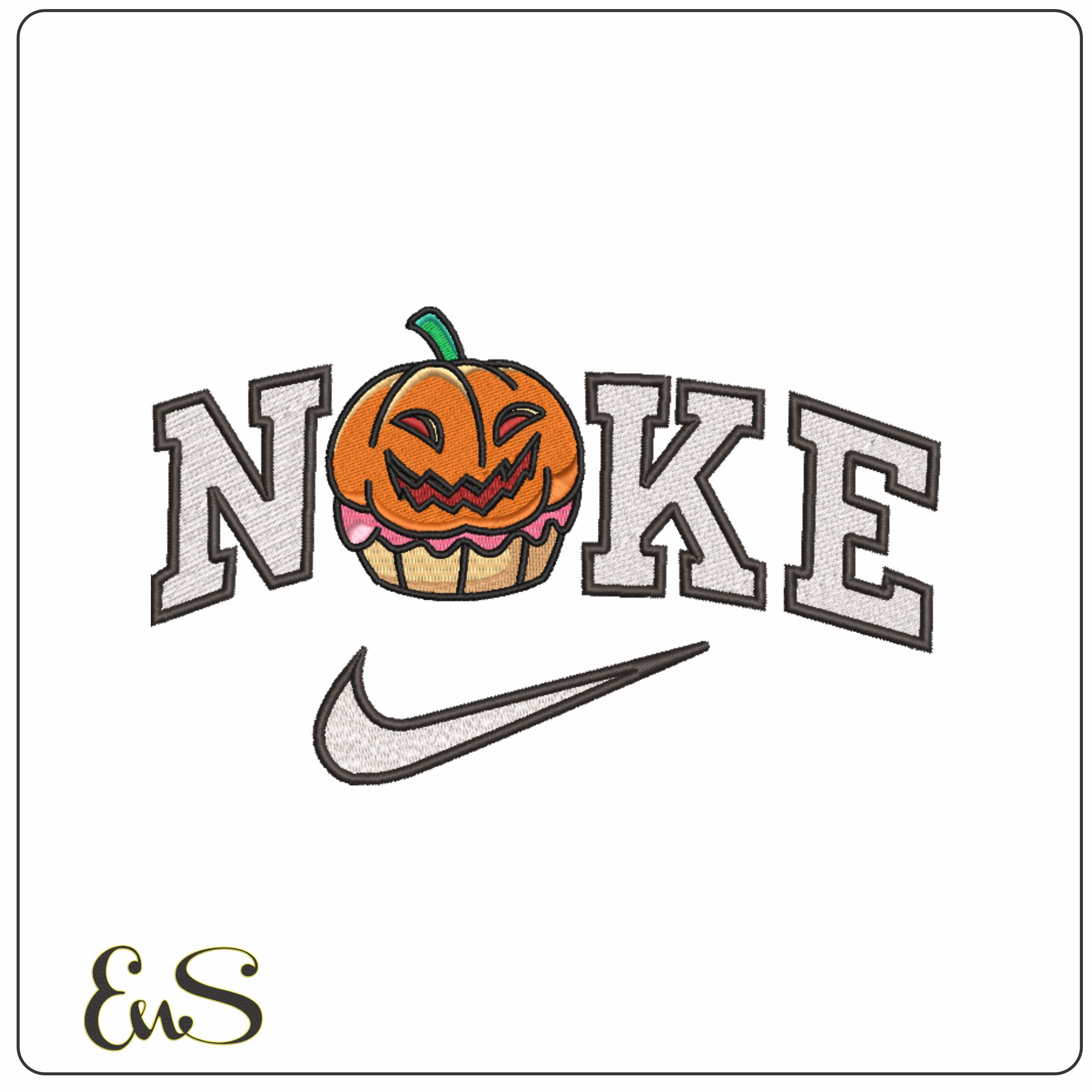 Nike Pumpkin Face Halloween Cupcakes- Elegant embroidery design file - instant download