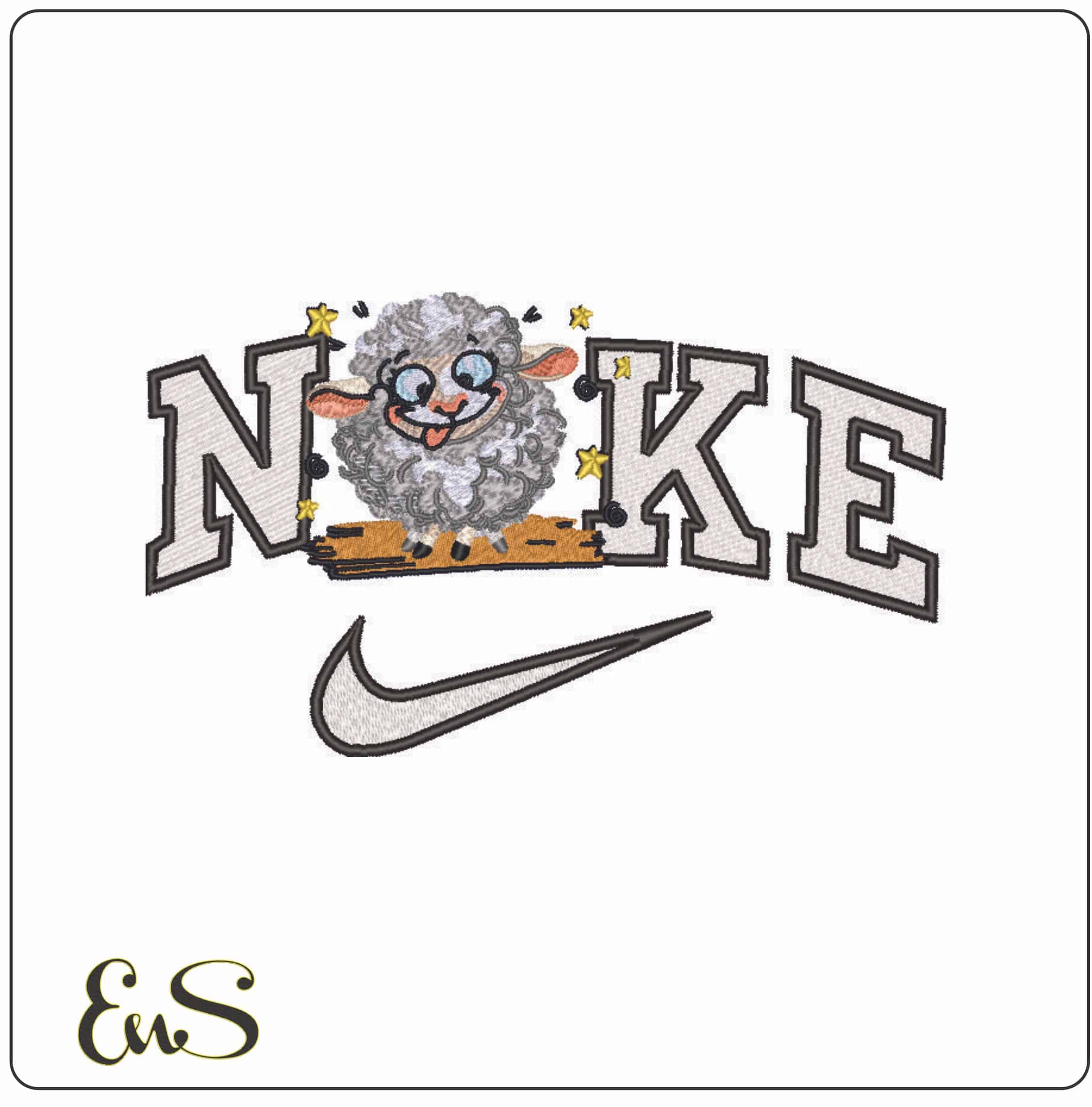 Nike Sheep seeing stars- Elegant embroidery design file - instant download
