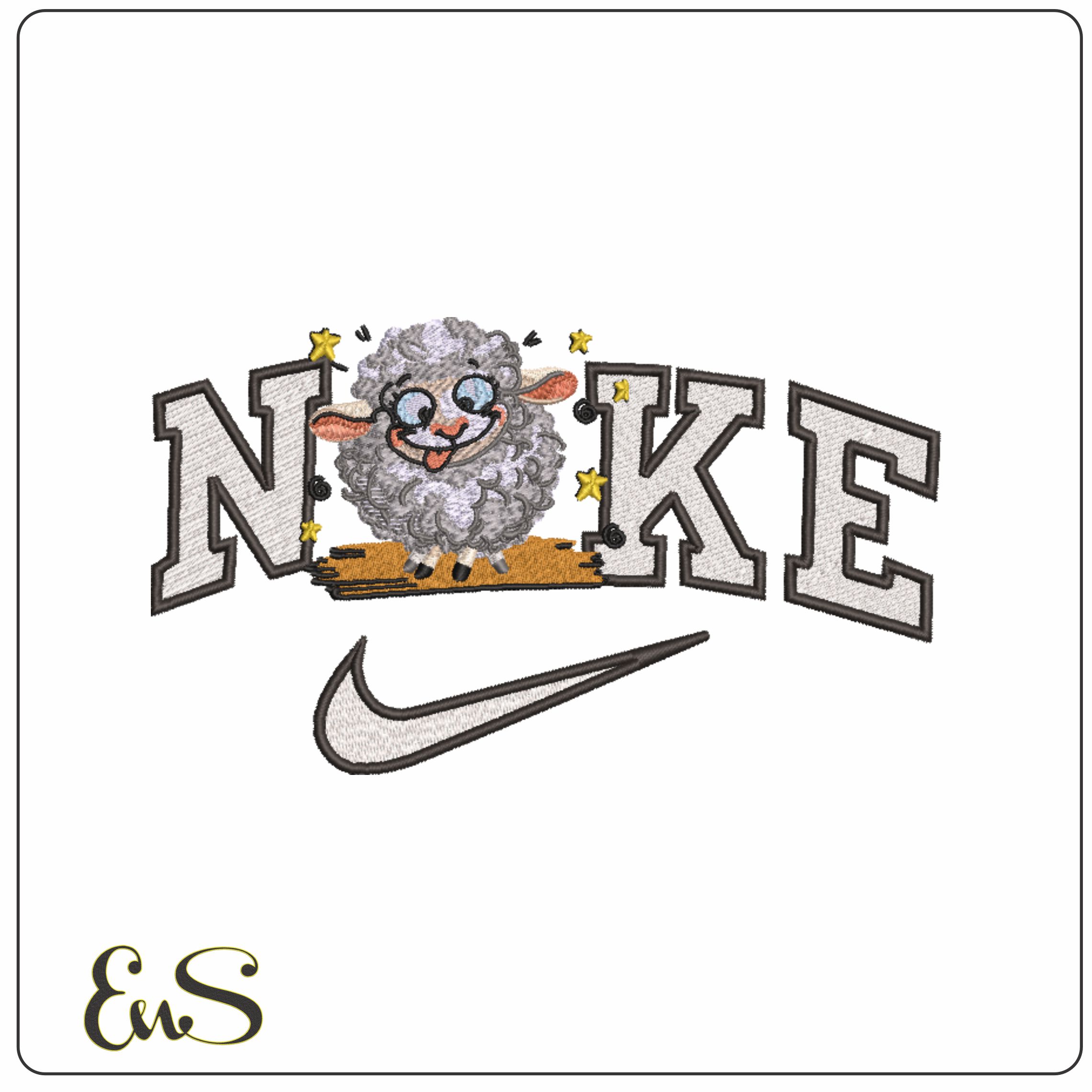 Nike Sheep seeing stars- Elegant embroidery design file - instant download