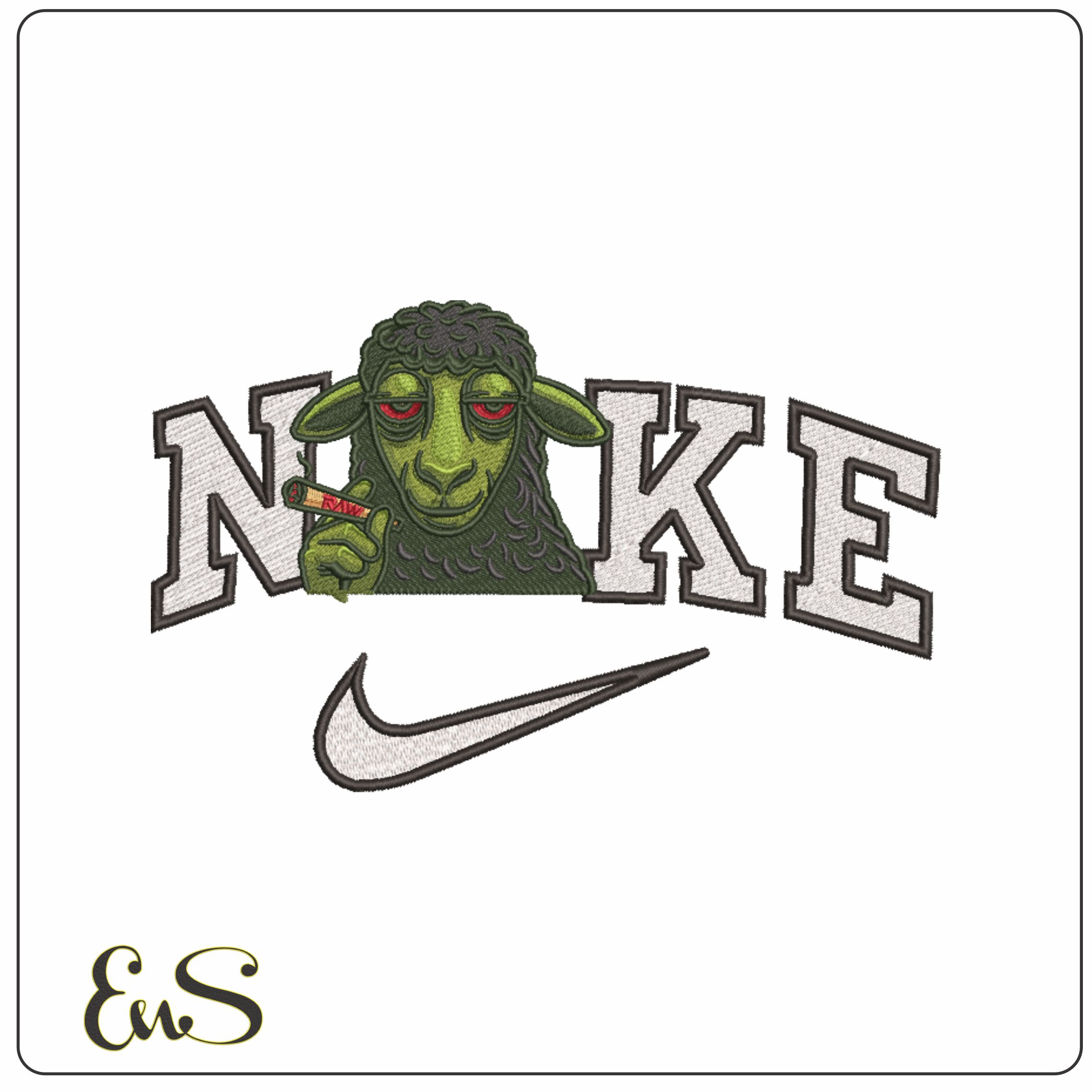 Nike The Green Sheep Smoking Joint- Elegant embroidery design file - instant download