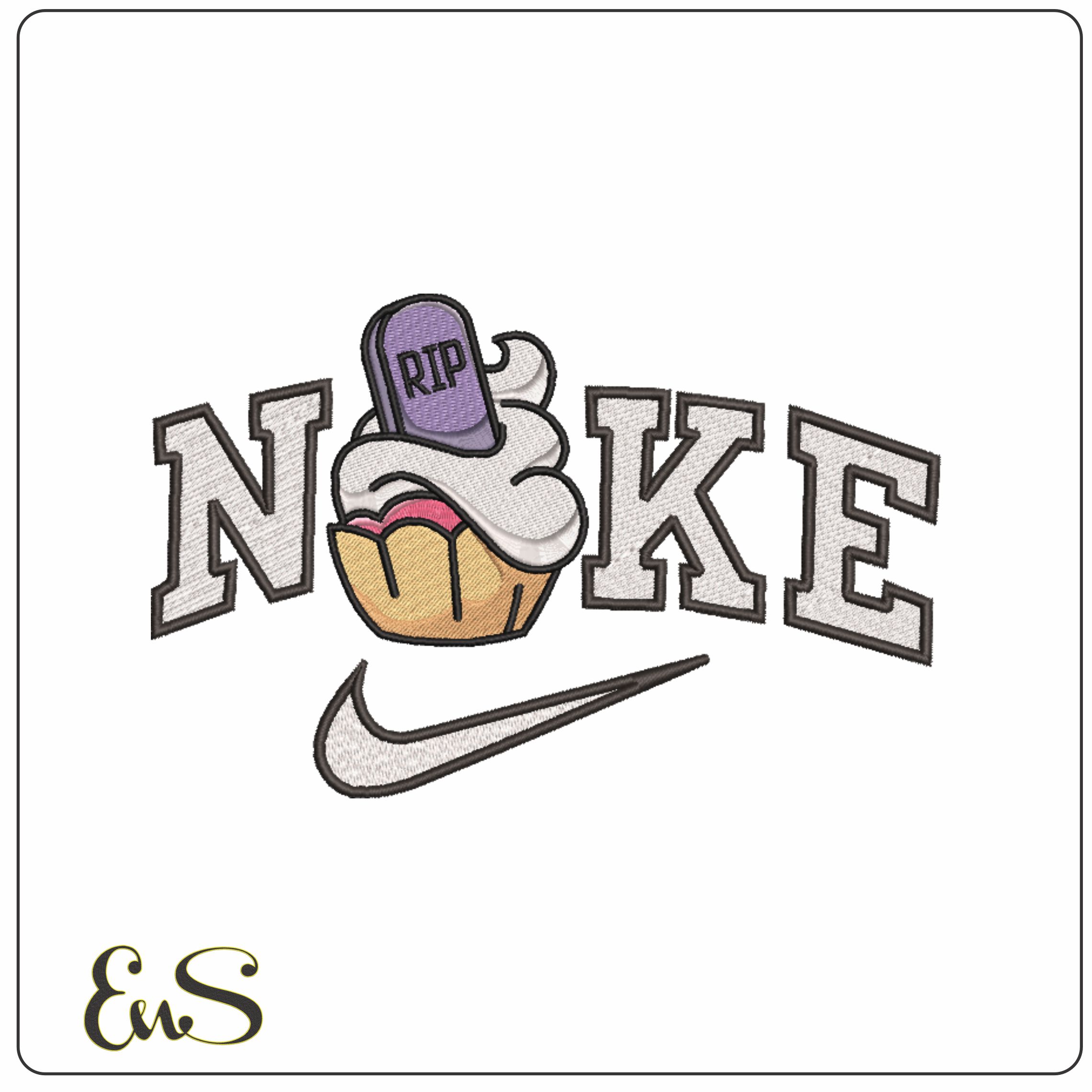 Nike Tomb Stone Halloween Cupcakes- Elegant embroidery design file - instant download