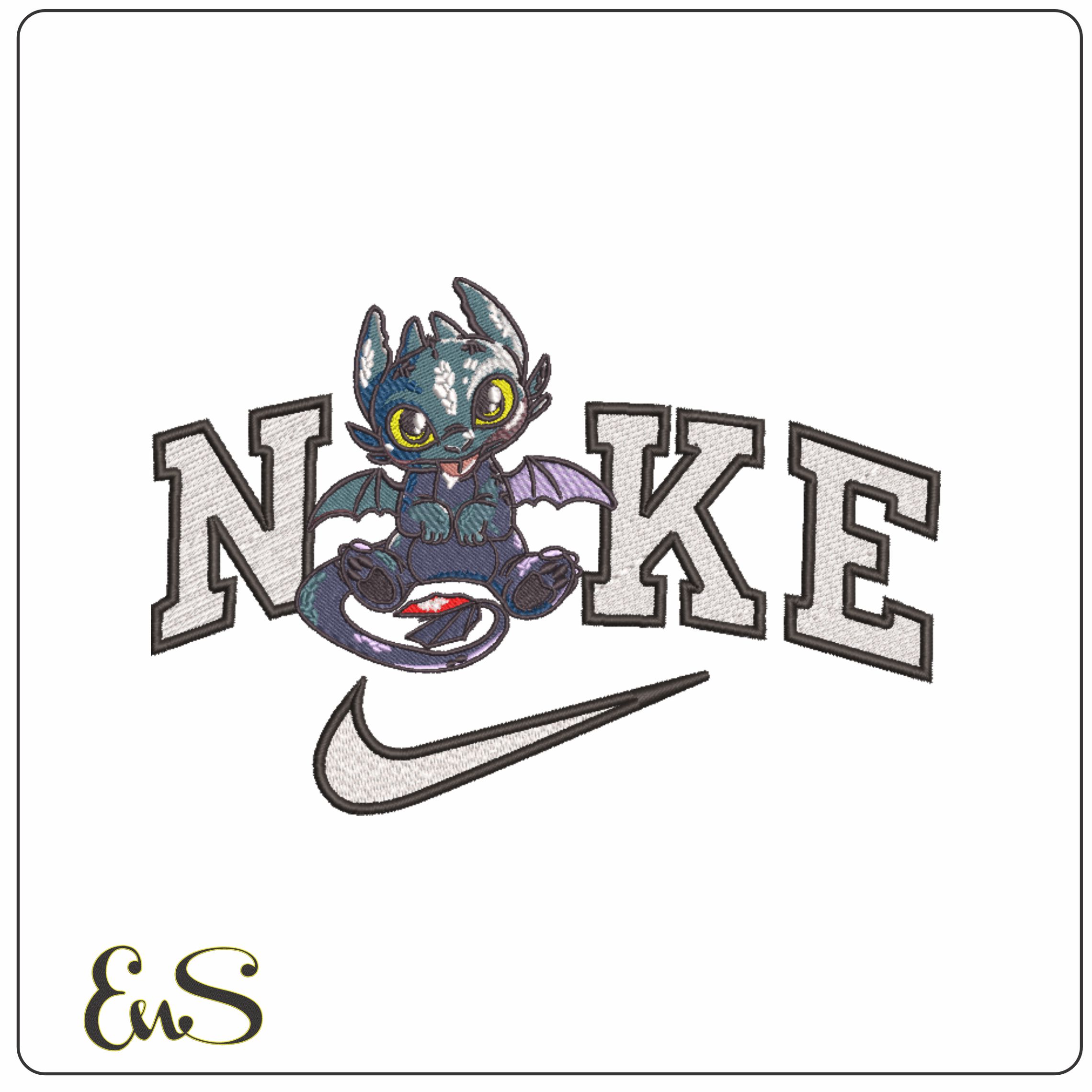 Nike Toothless sitting - How to Train a Dragon- Elegant embroidery design file - instant download