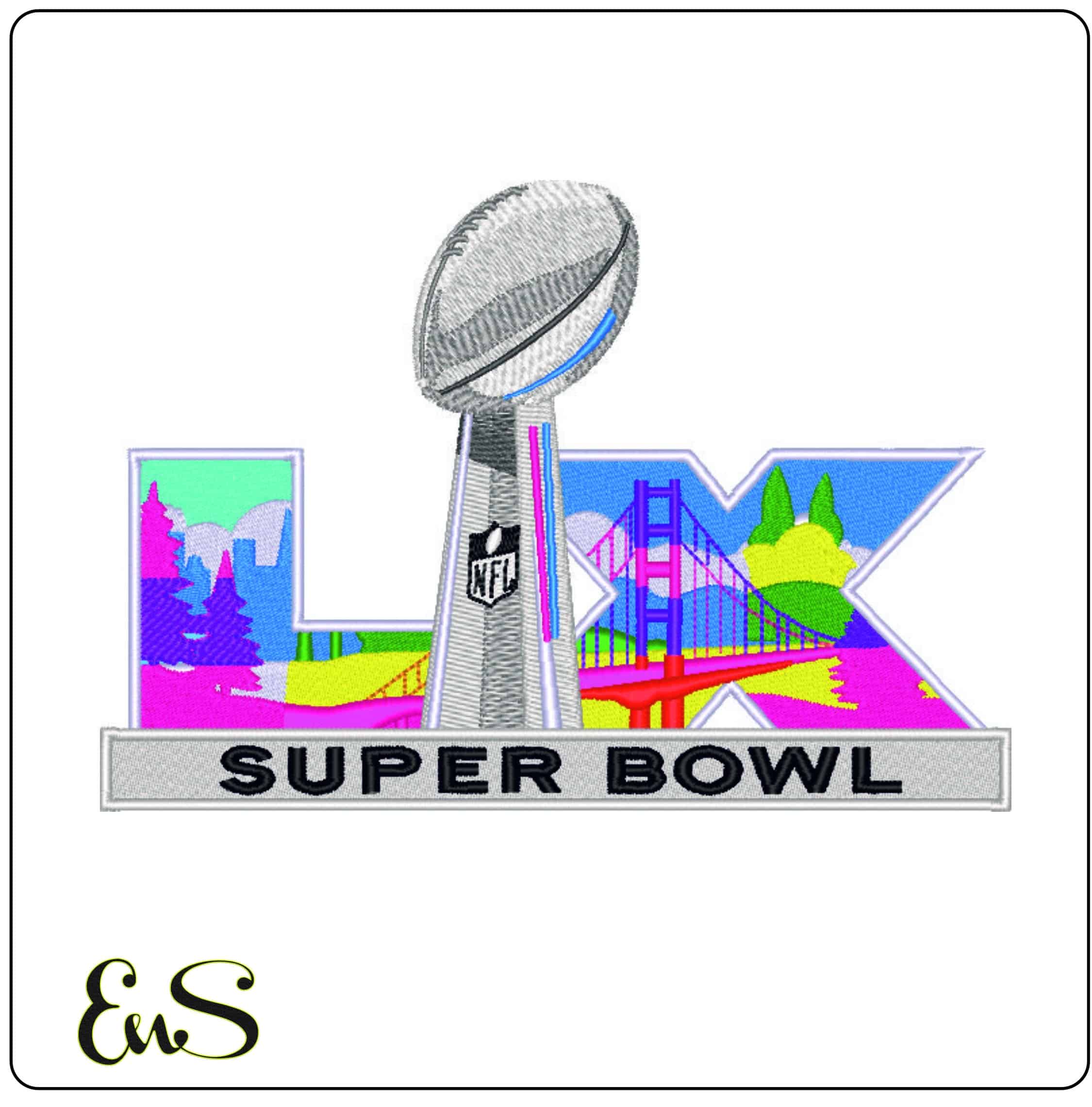 Super Bowl LX 2026- Elegant embroidery design file - instant download