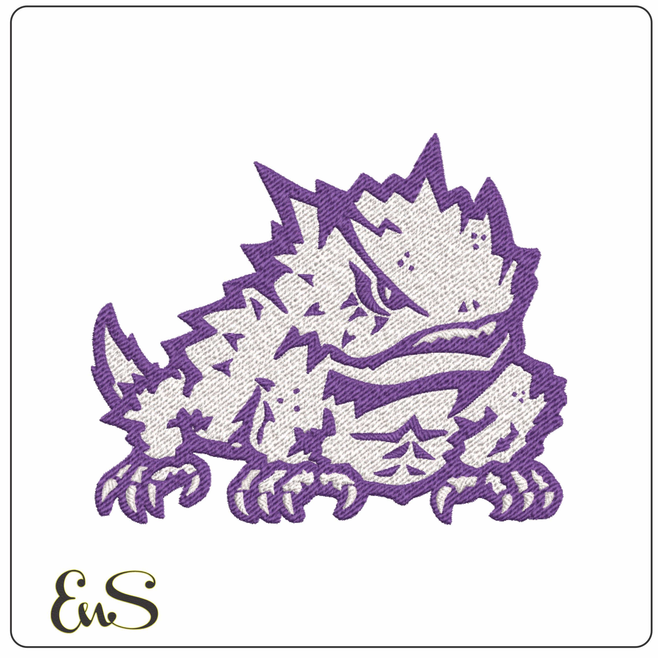 TCU Horned Frog- Elegant embroidery design file - instant download