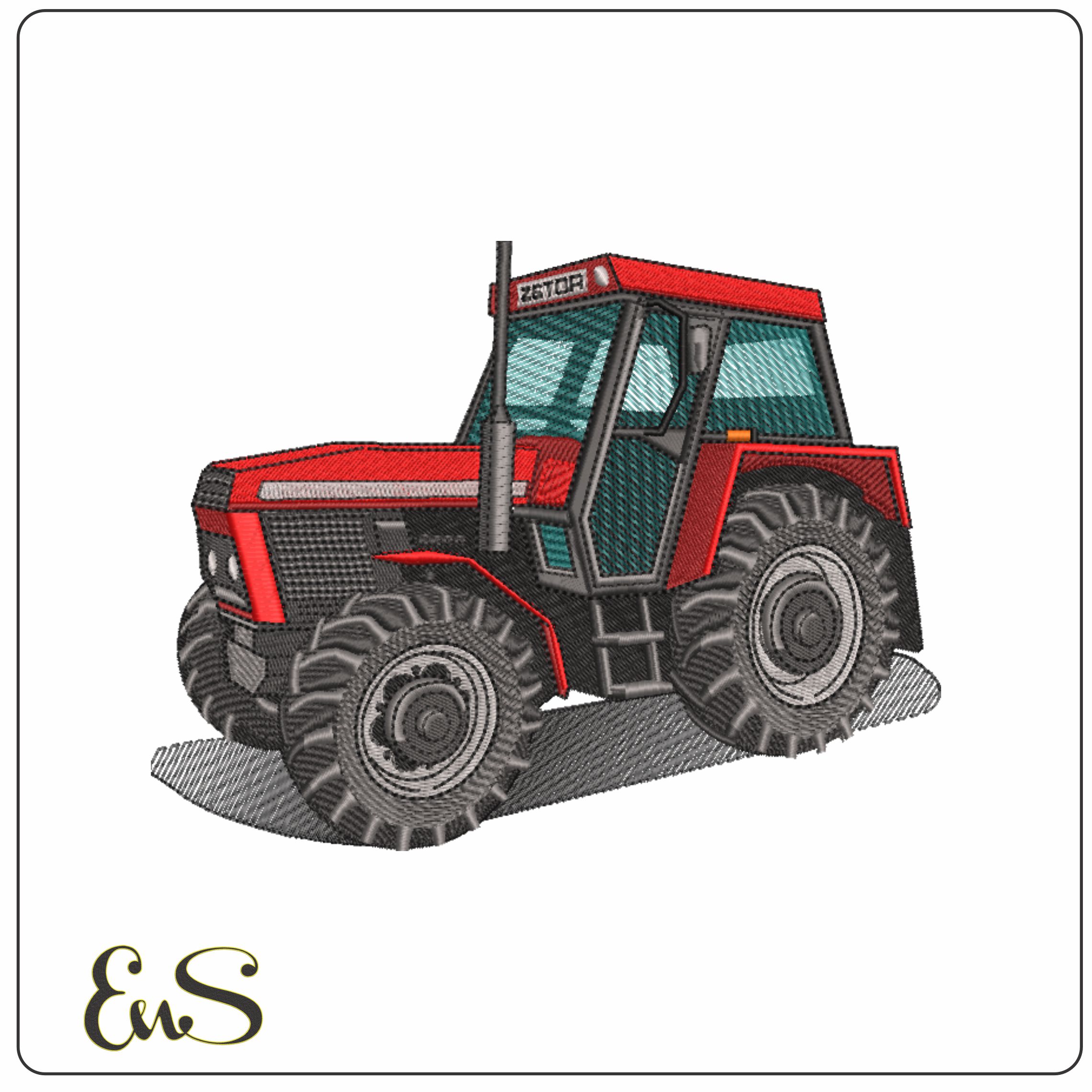 Zector Tractor- Elegant embroidery design file - instant download