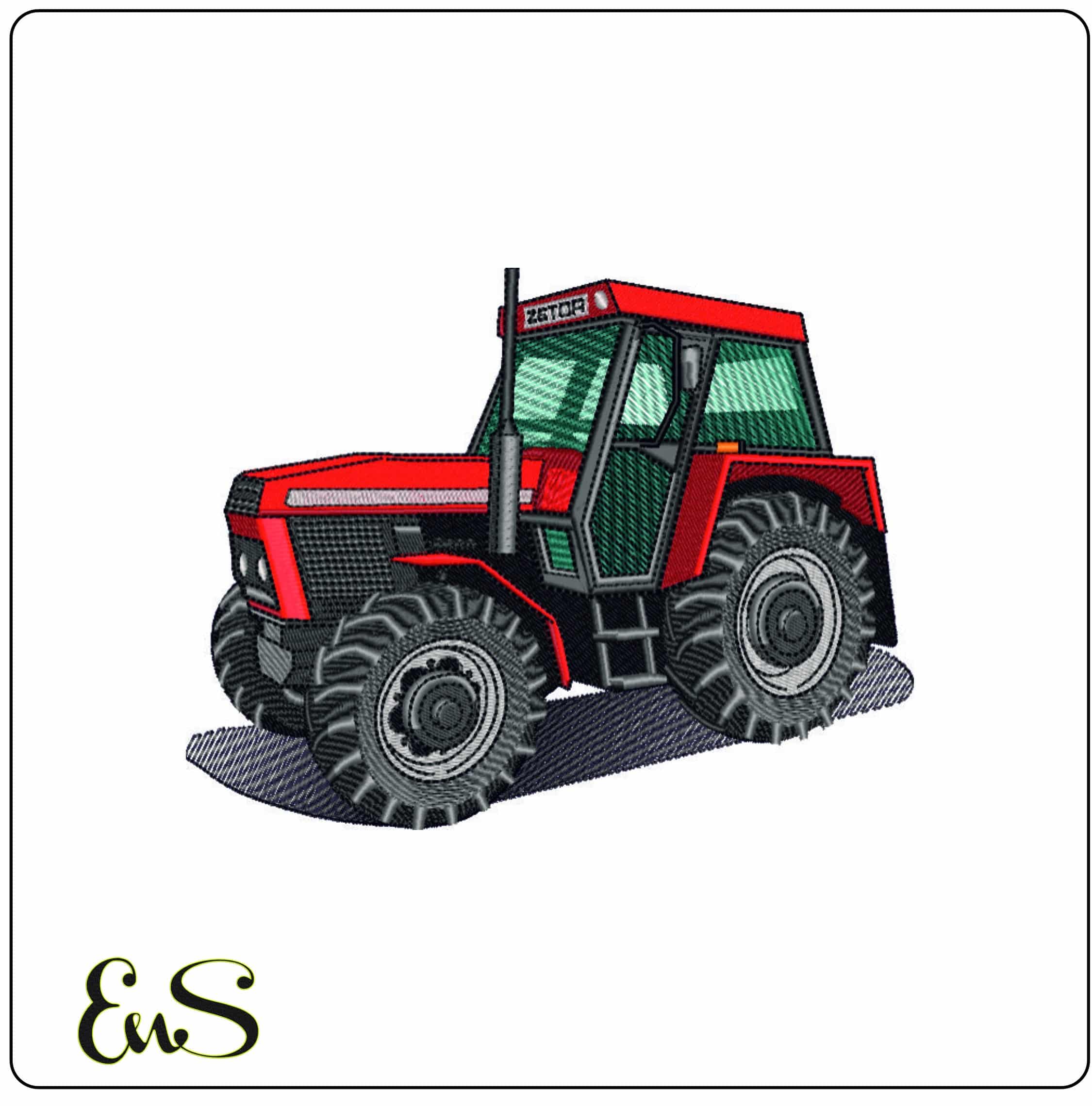 Zector Tractor- Elegant embroidery design file - instant download