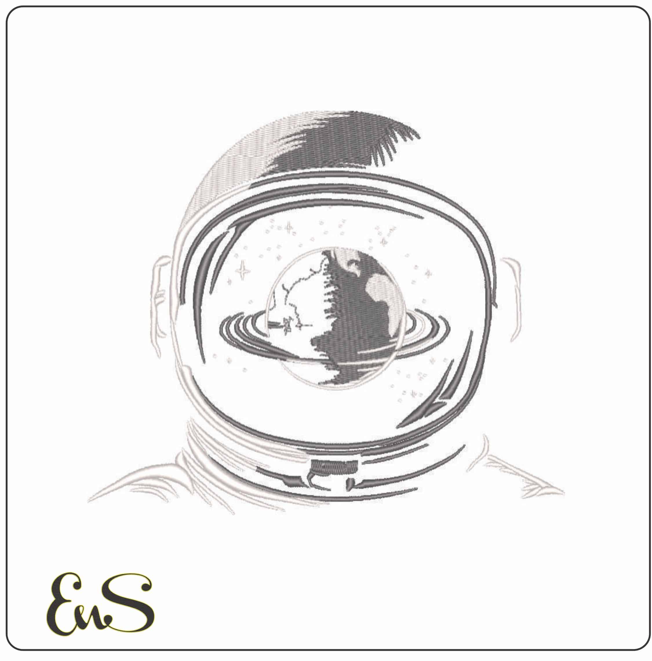 Astronaut Helmet in Space - Elegant embroidery design file - instant download