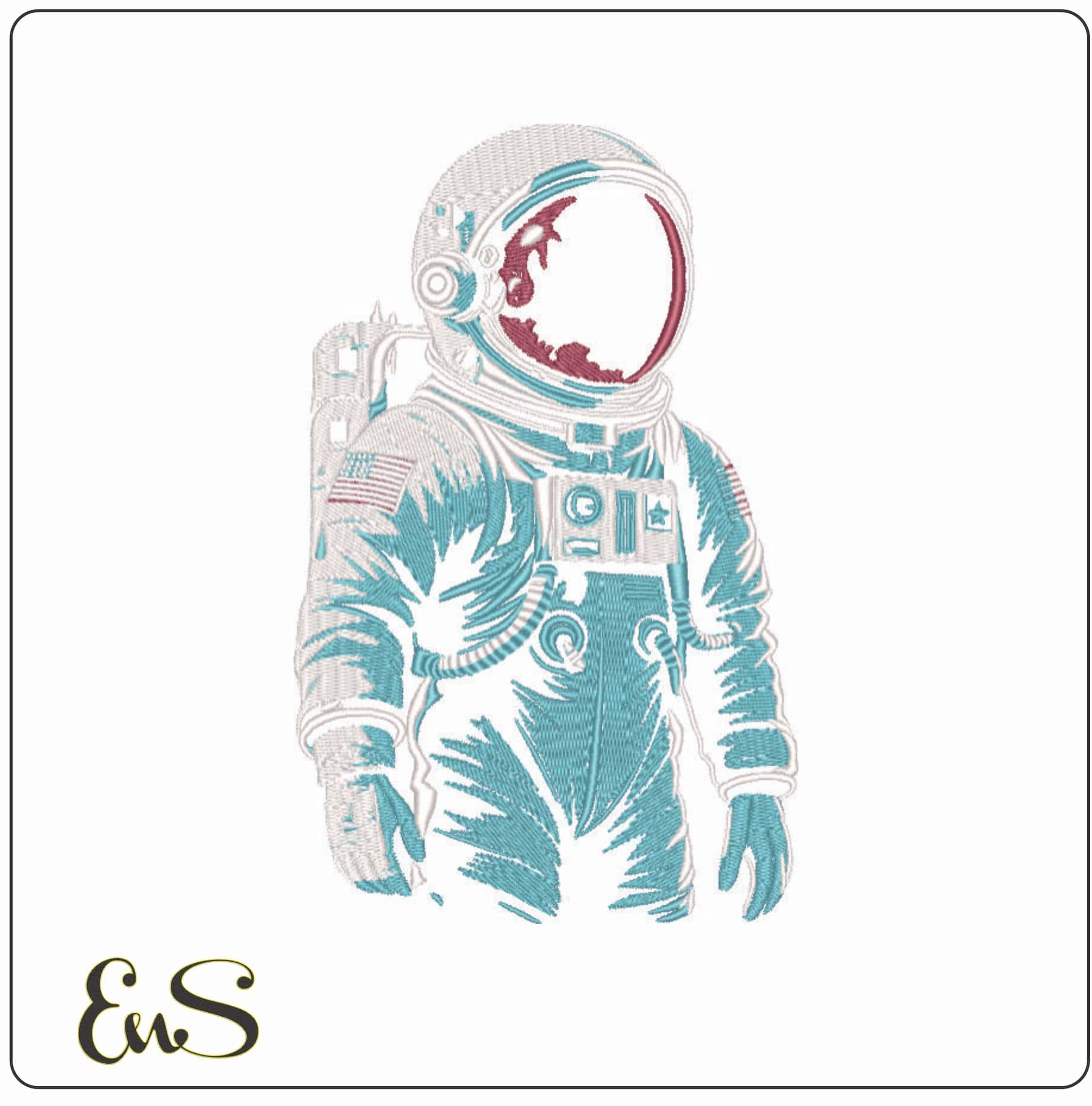 Astronaut USA - Elegant embroidery design file - instant download