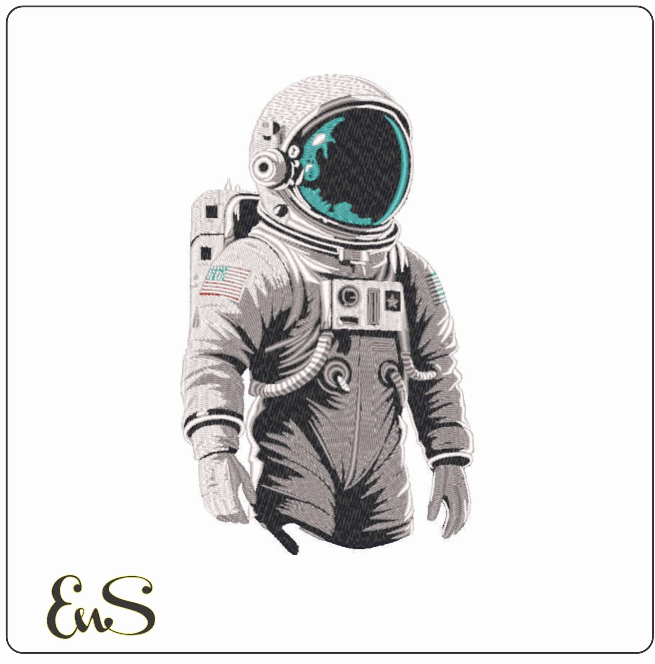 Astronaut USA Filled - Elegant embroidery design file - instant download