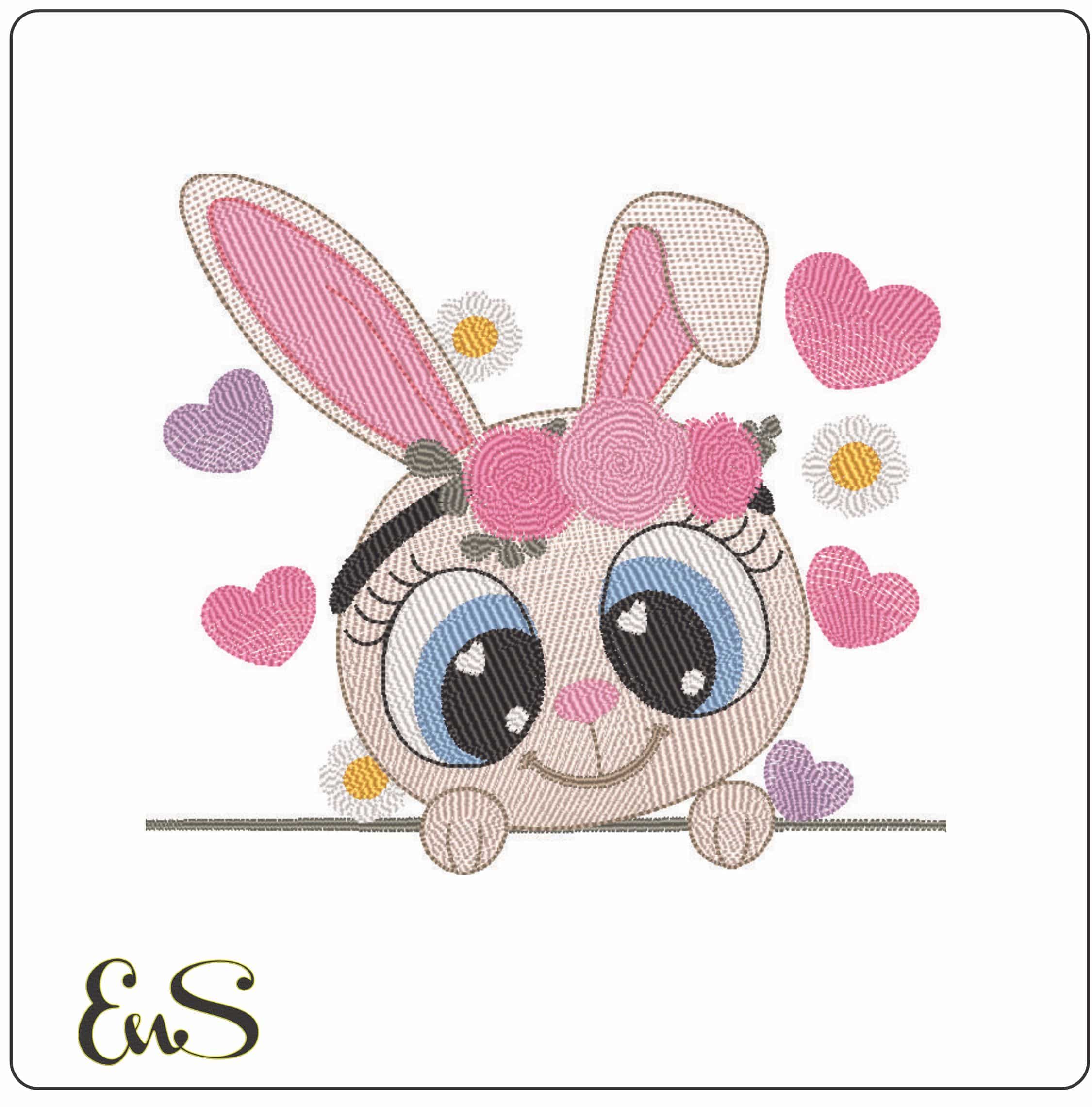Baby Bunny Head- Elegant embroidery design file - instant download