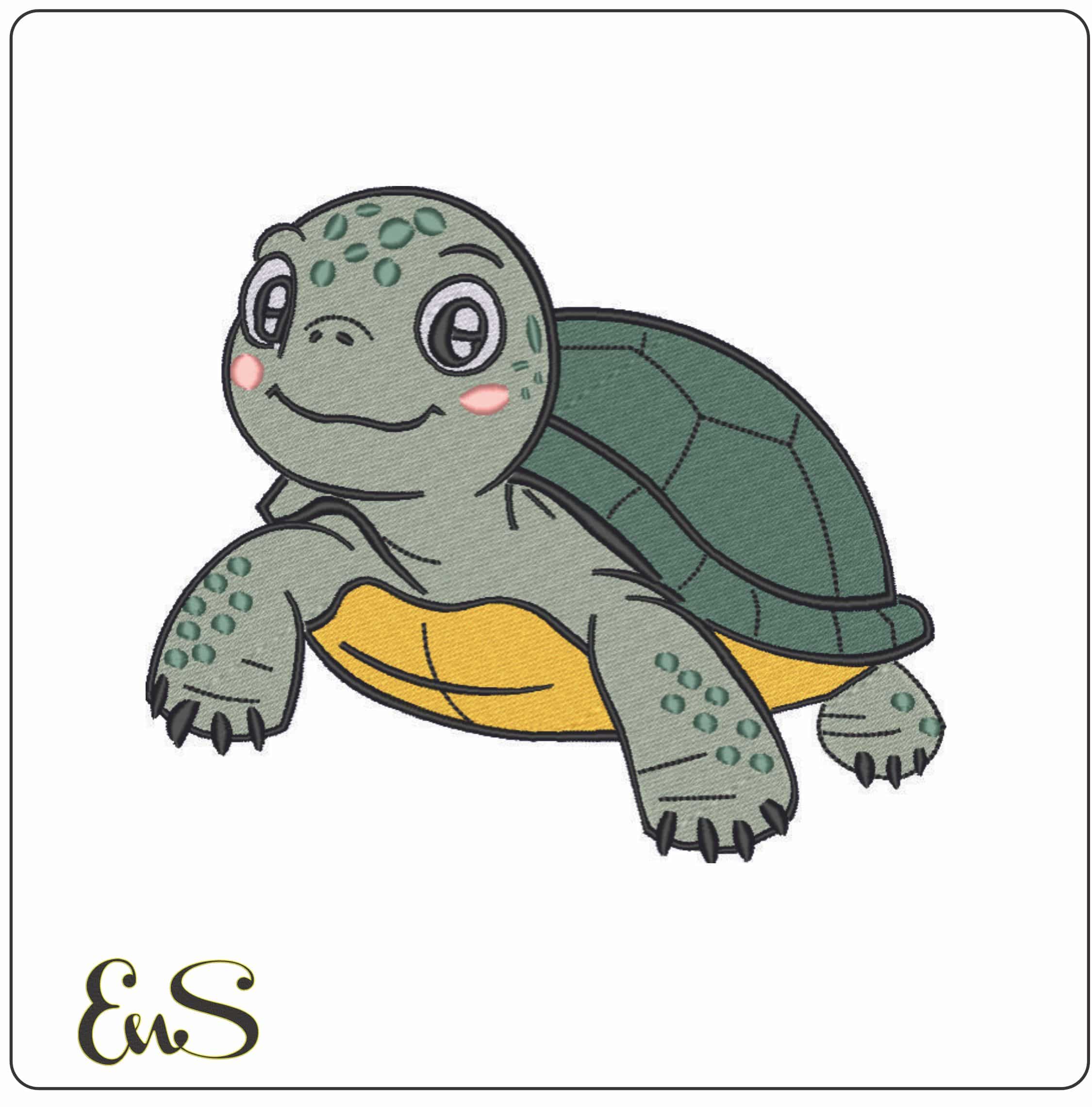 Baby turtle - Elegant embroidery design file - instant download