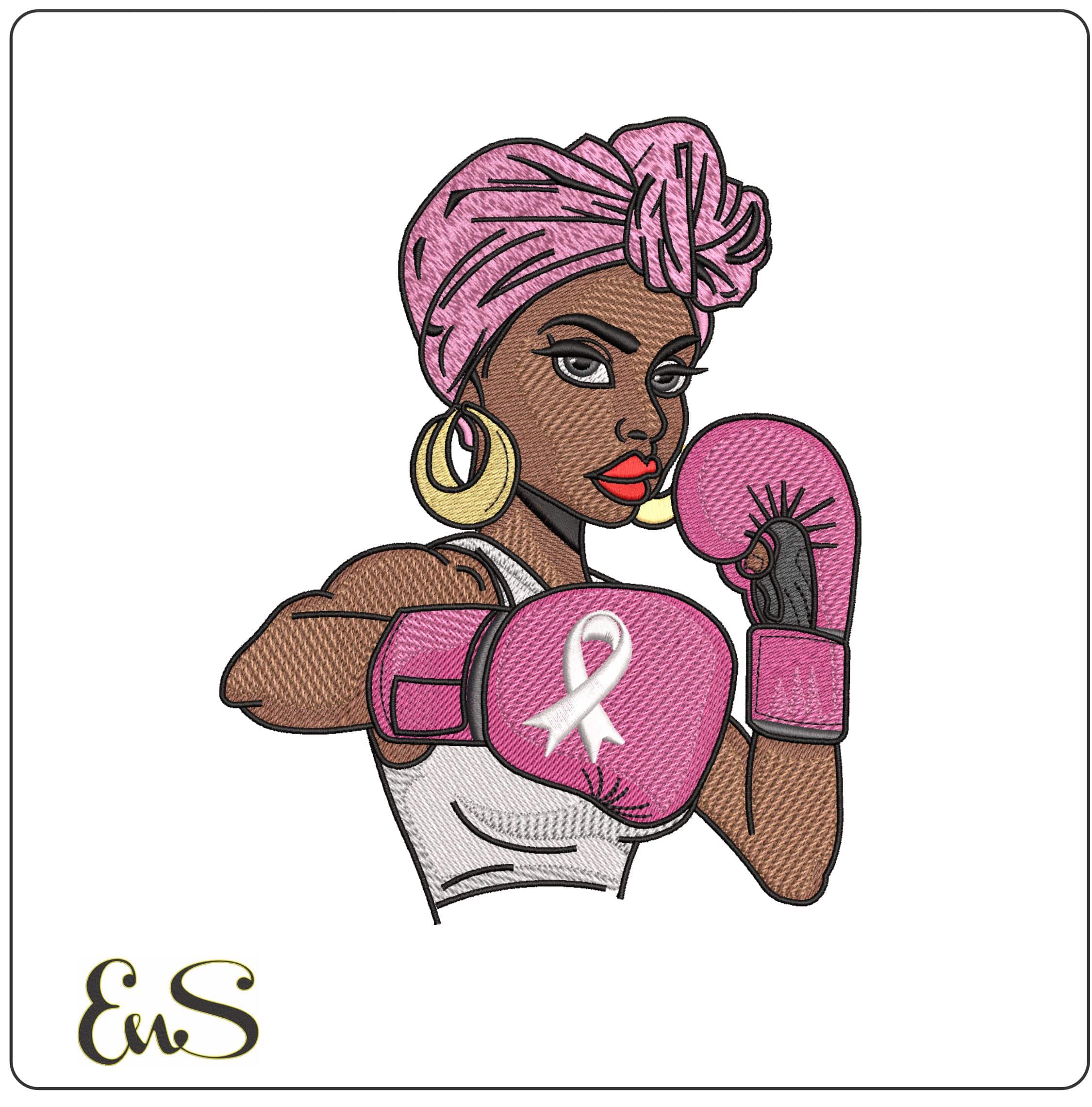 Black Lady boxer- Elegant embroidery design file - instant download